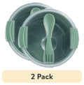 (2 pack) Food Storage Bento Container, Round, Green, 47oz Capacity, A Practical Choice for School Lunches a...