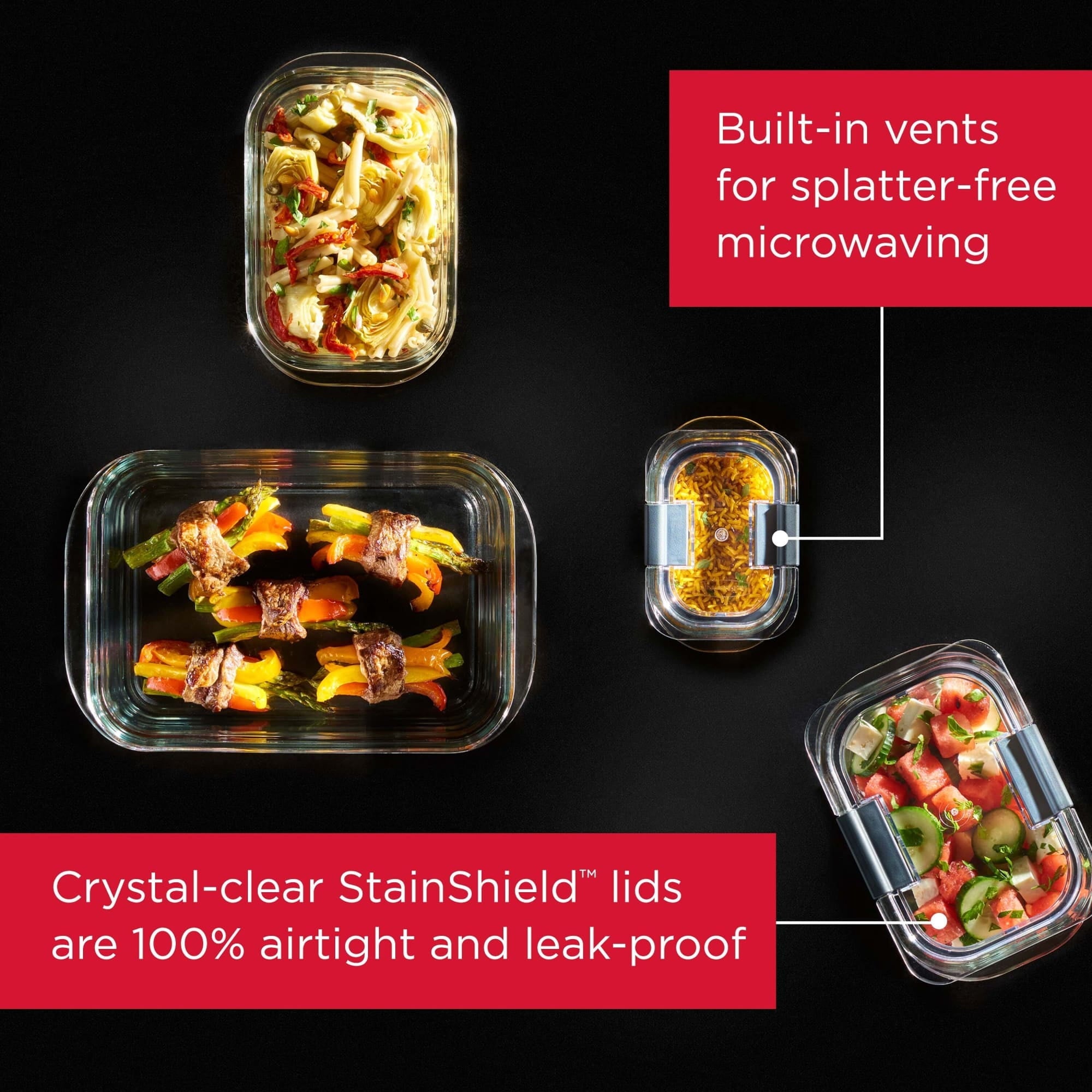 1.3 Cup Stain-Proof Food Storage Container, Set of 2