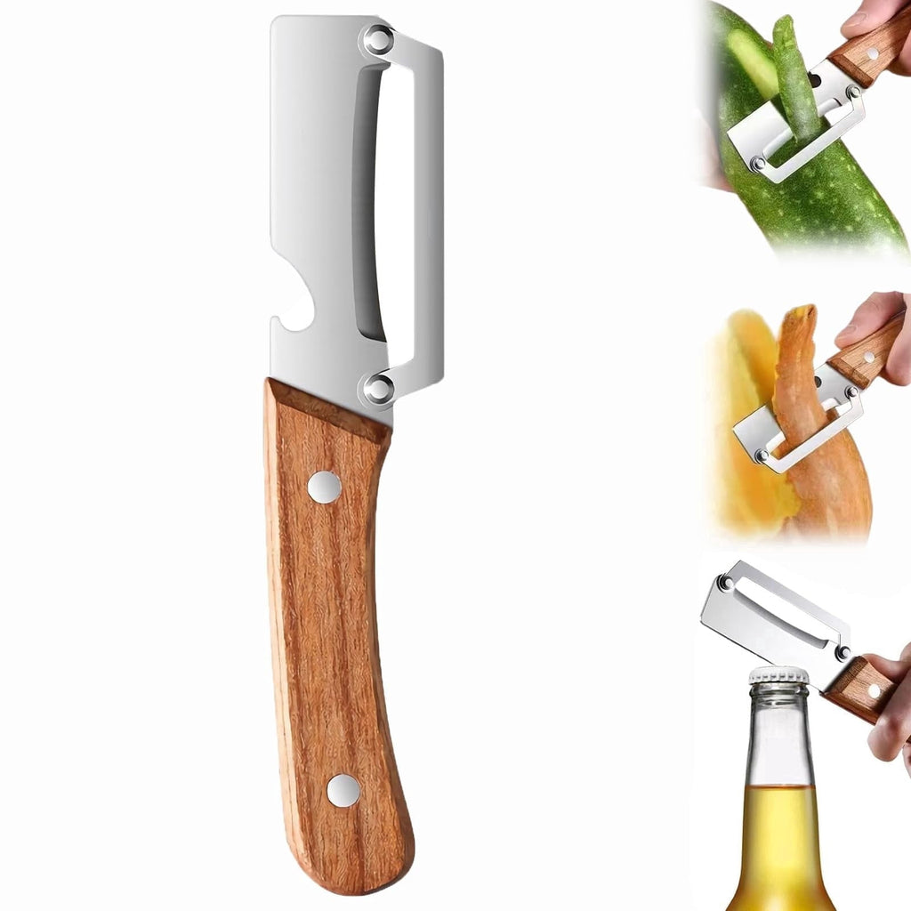 Vegetable Peeler for Kitchen, Stainless Steel Fruit Potato Apple Peelers with Manual Wooden Handle, ...