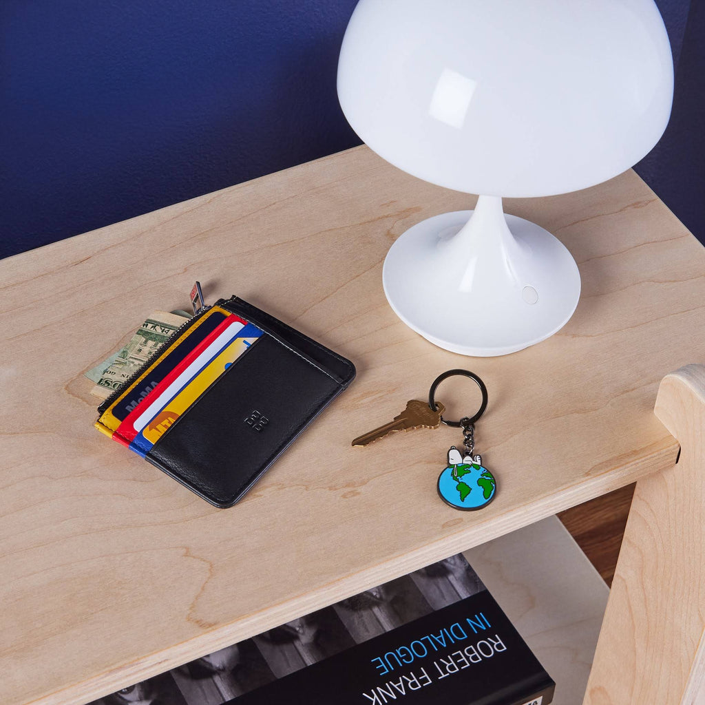 Tiago Leather Zip Card Holder - Black/ Multi