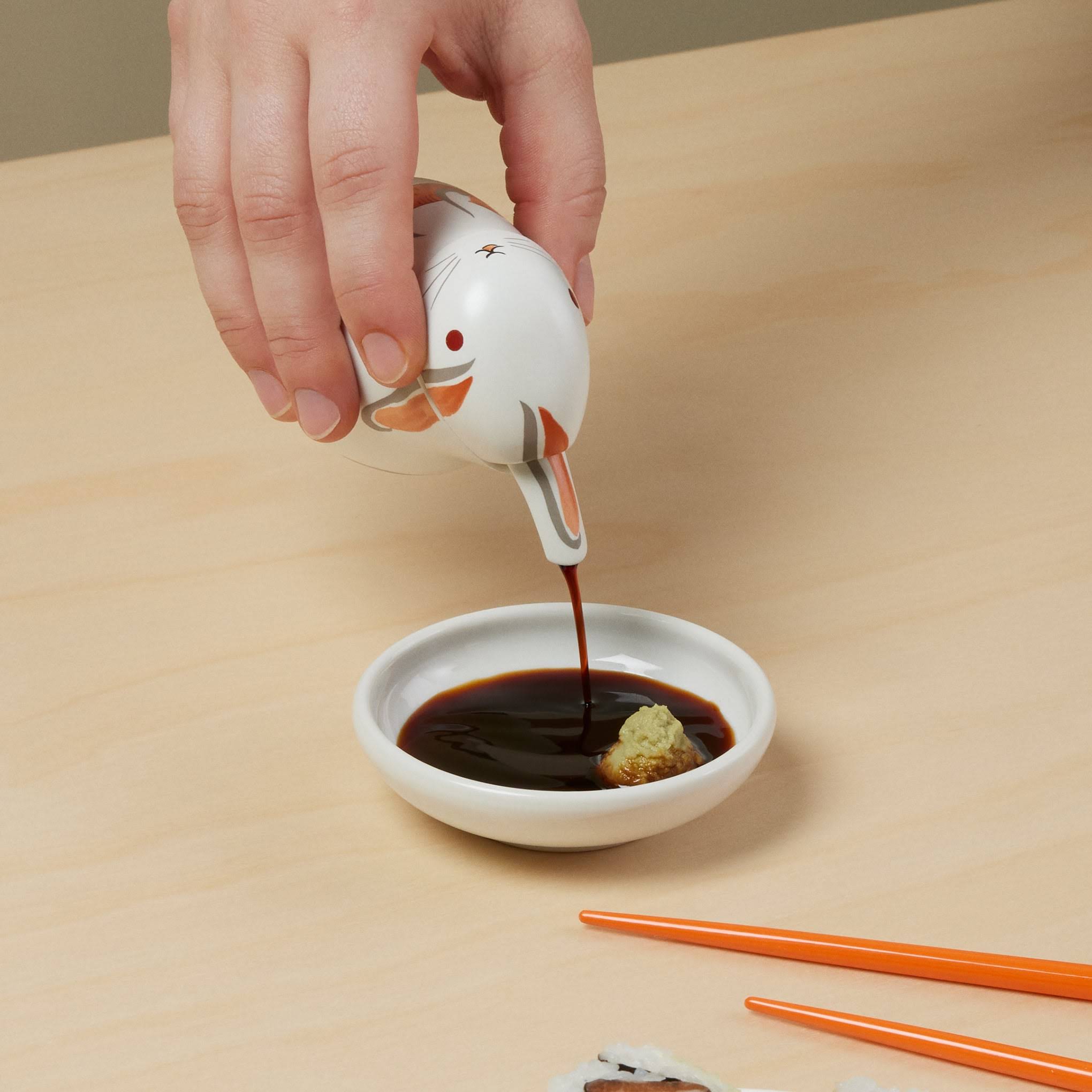 Rabbit Porcelain Soy Sauce Dispenser