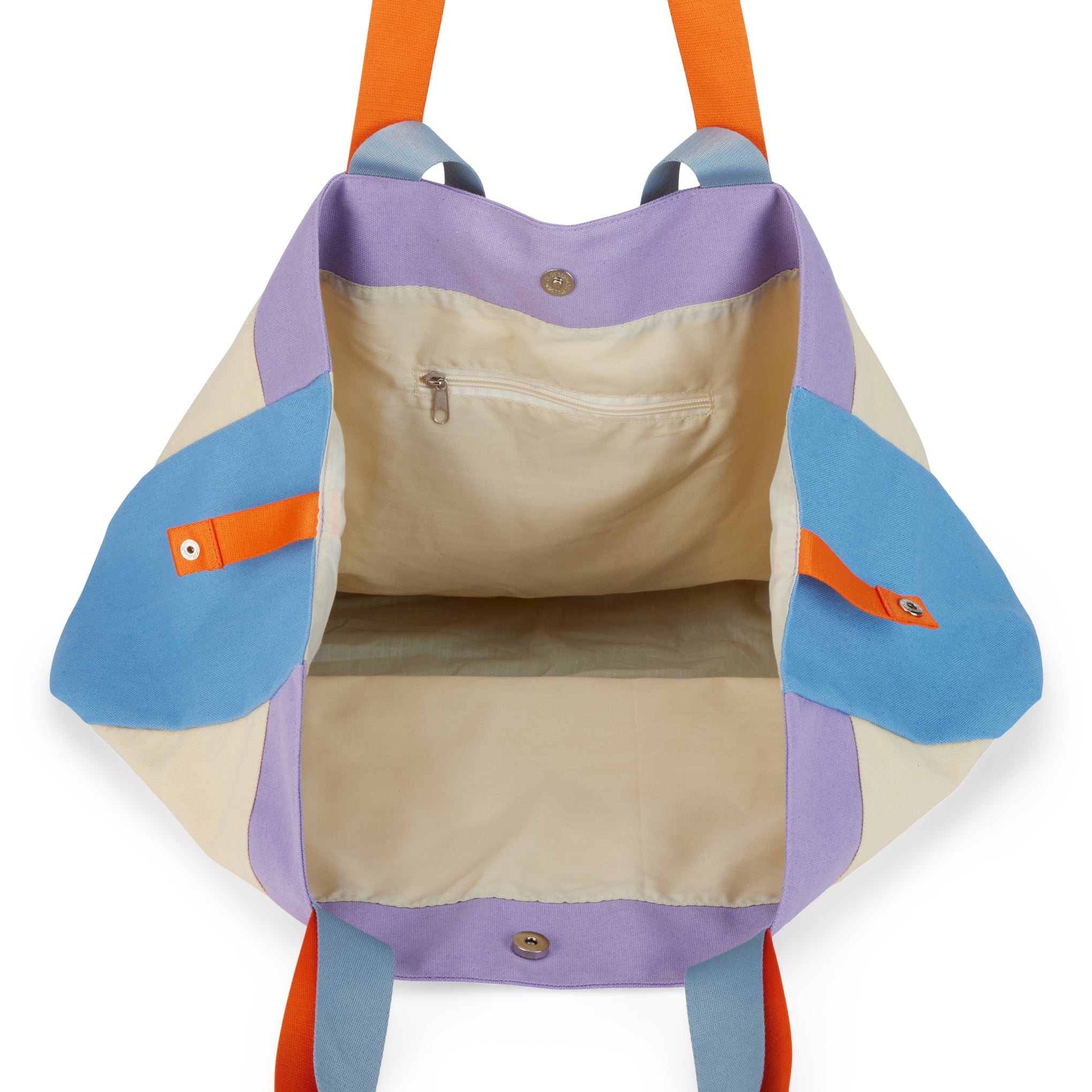 Colorful Oversized Cotton Canvas Tote Bag - Natural