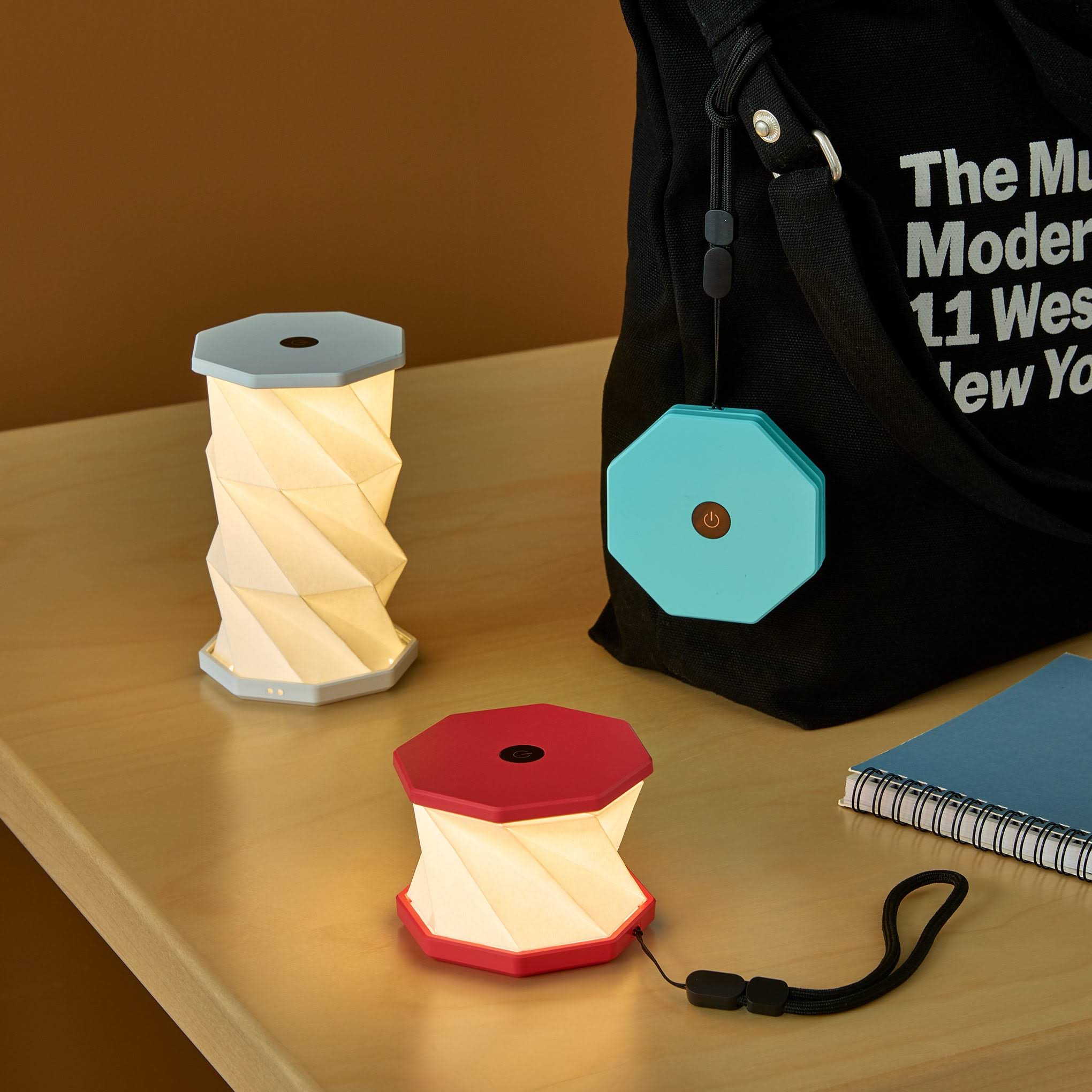 Twist Hexagon Portable Table Lamp - Coral Red