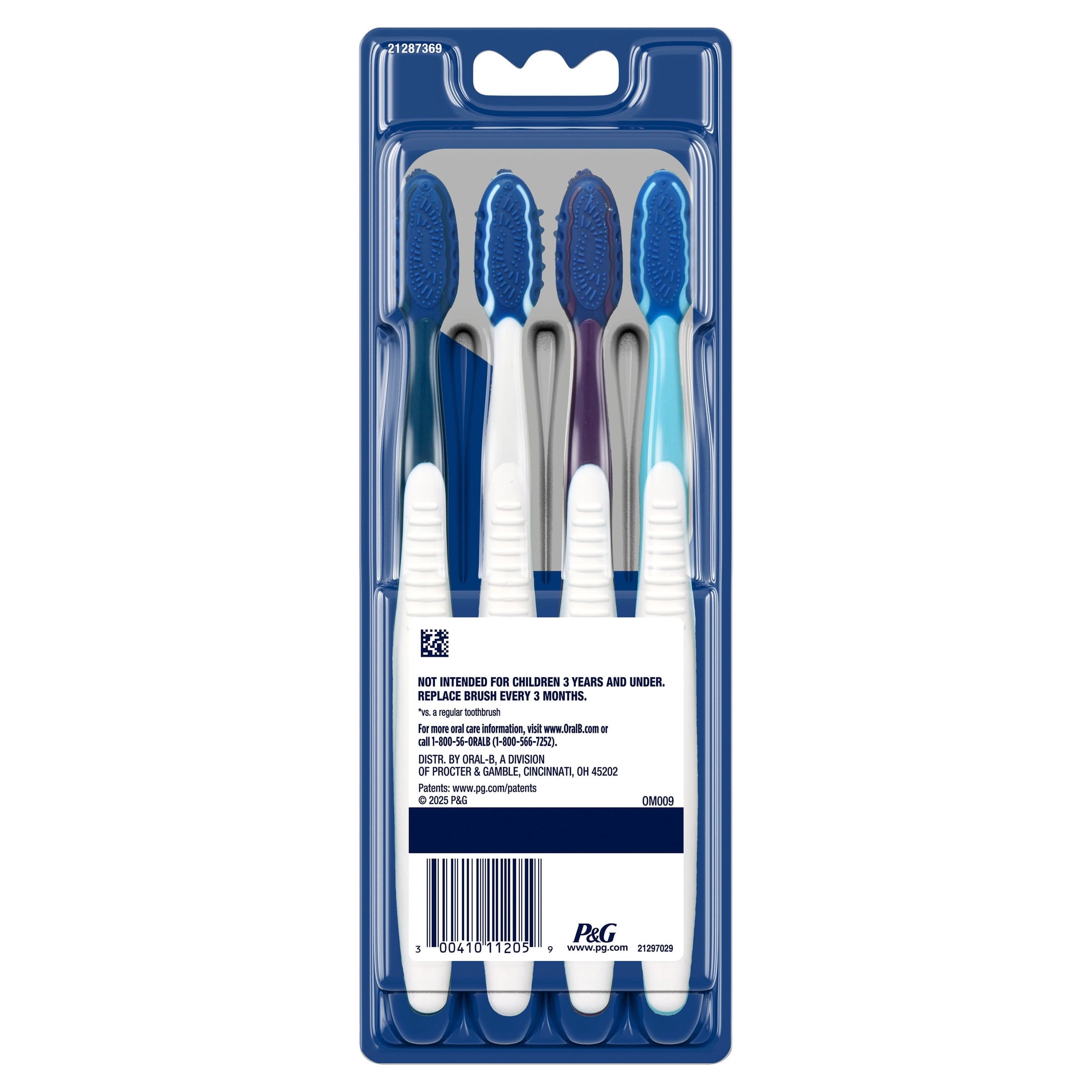 Toothbrush, Pro Clean Cross Action, Deep Plaque Removal, Medium, 4 Count