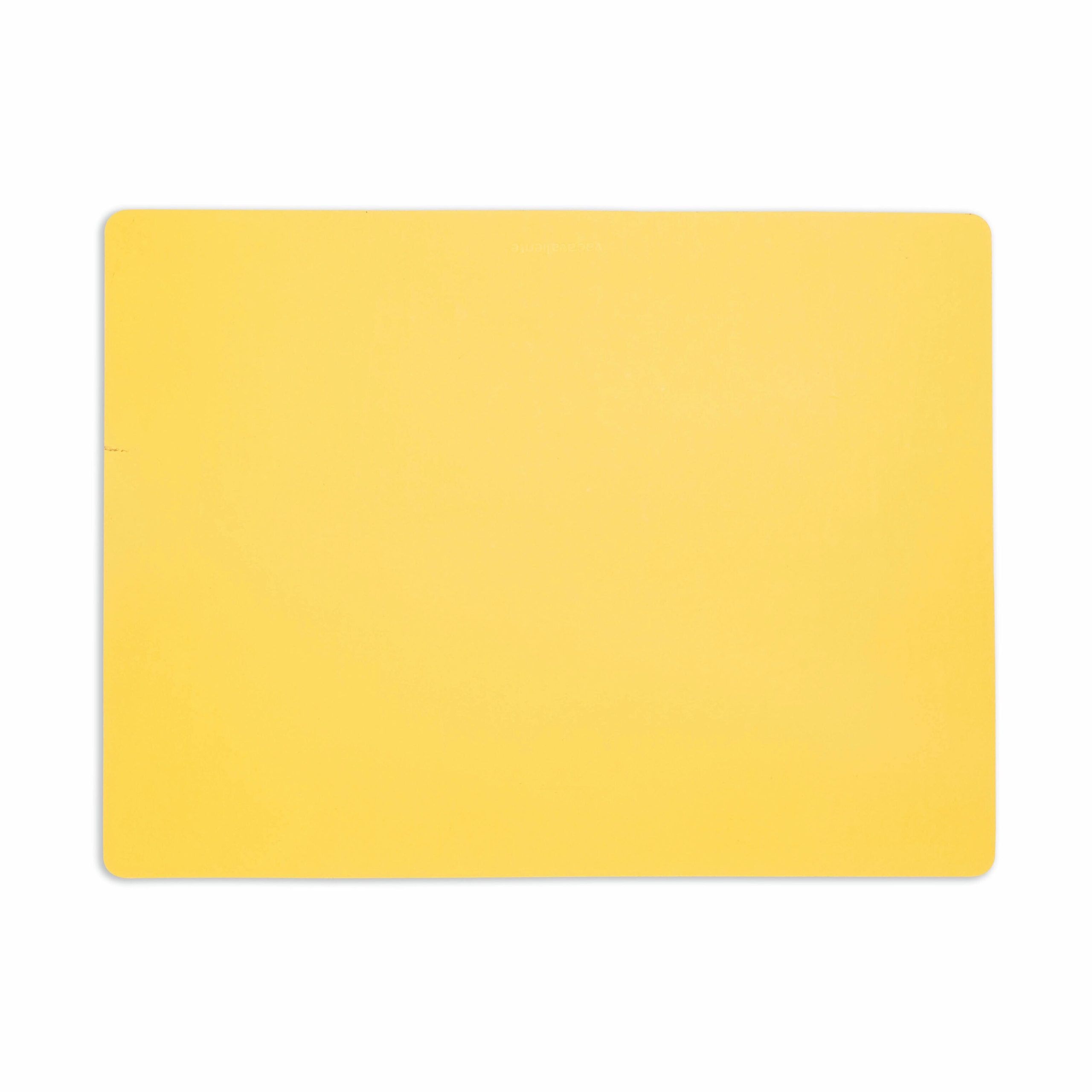 Dual-Sided Recycled Leather Placemat - Yellow/ Light Grey