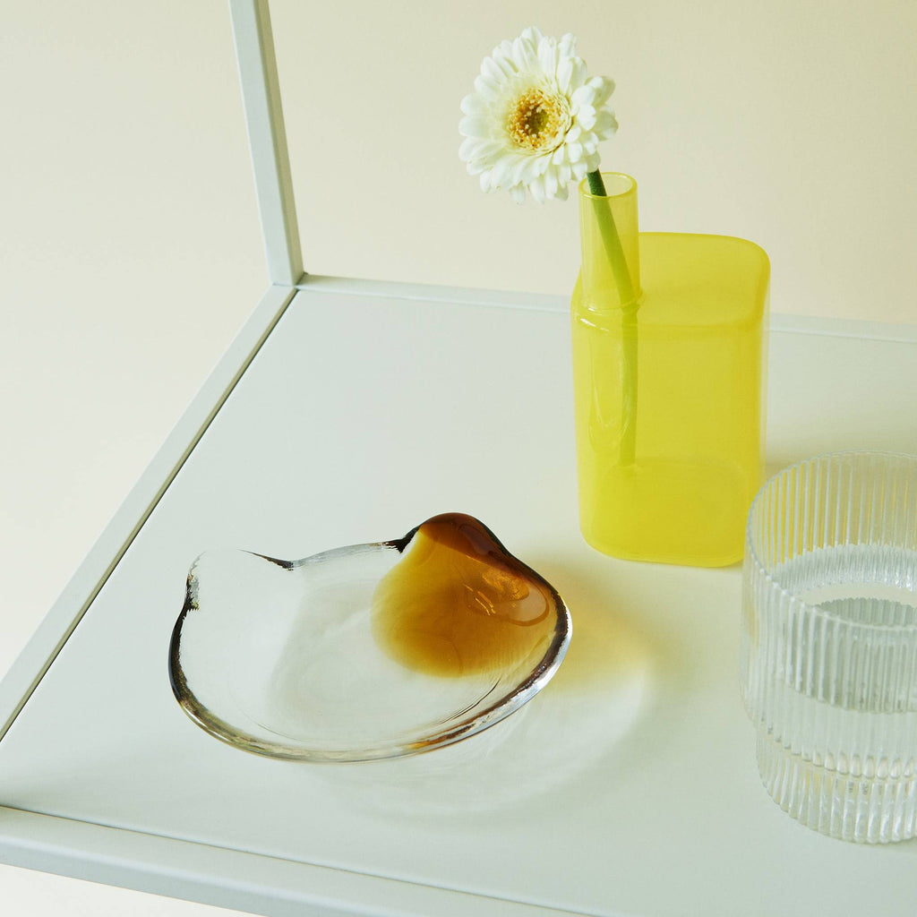 Glass Cat Face Dish - Brown