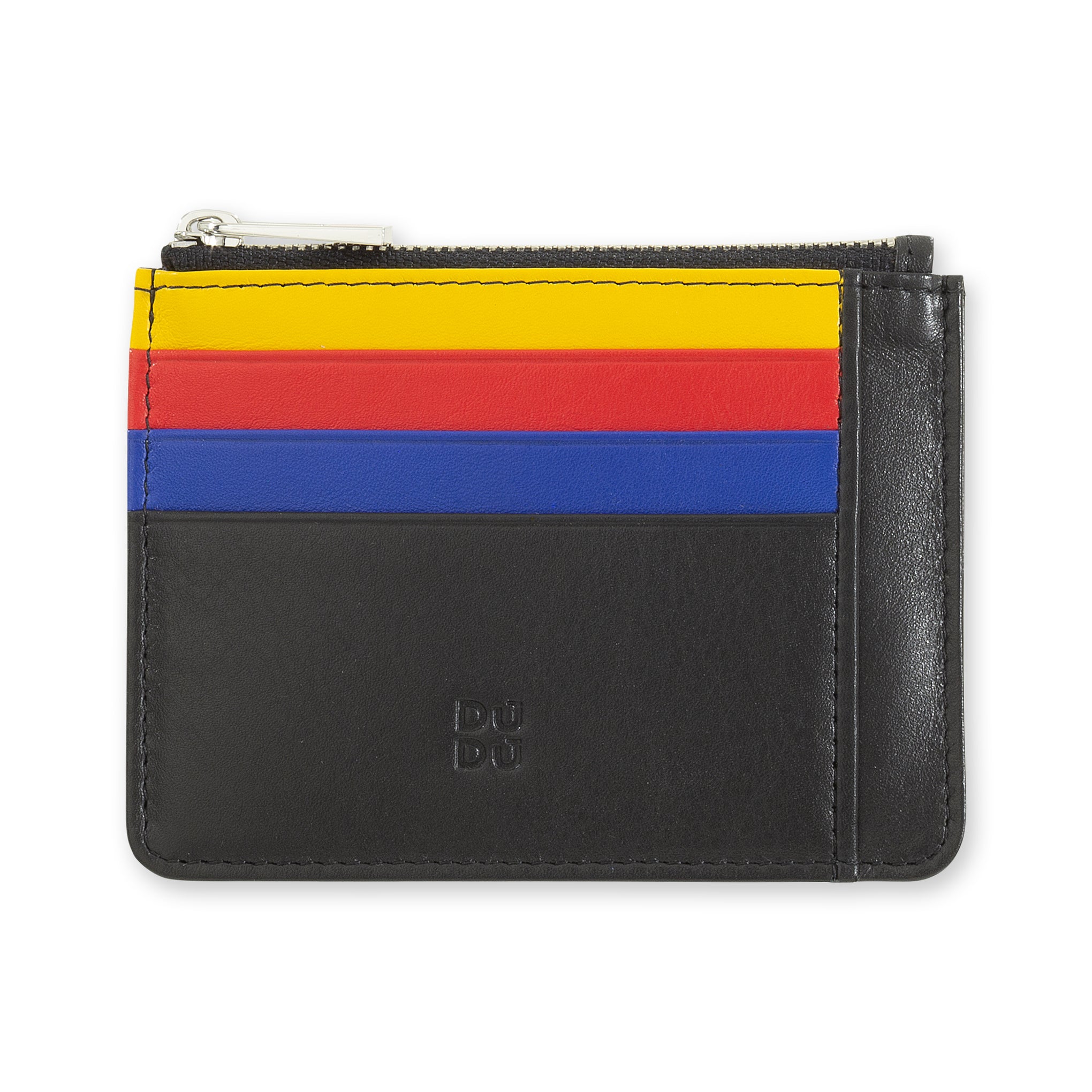 Tiago Leather Zip Card Holder - Black/ Multi