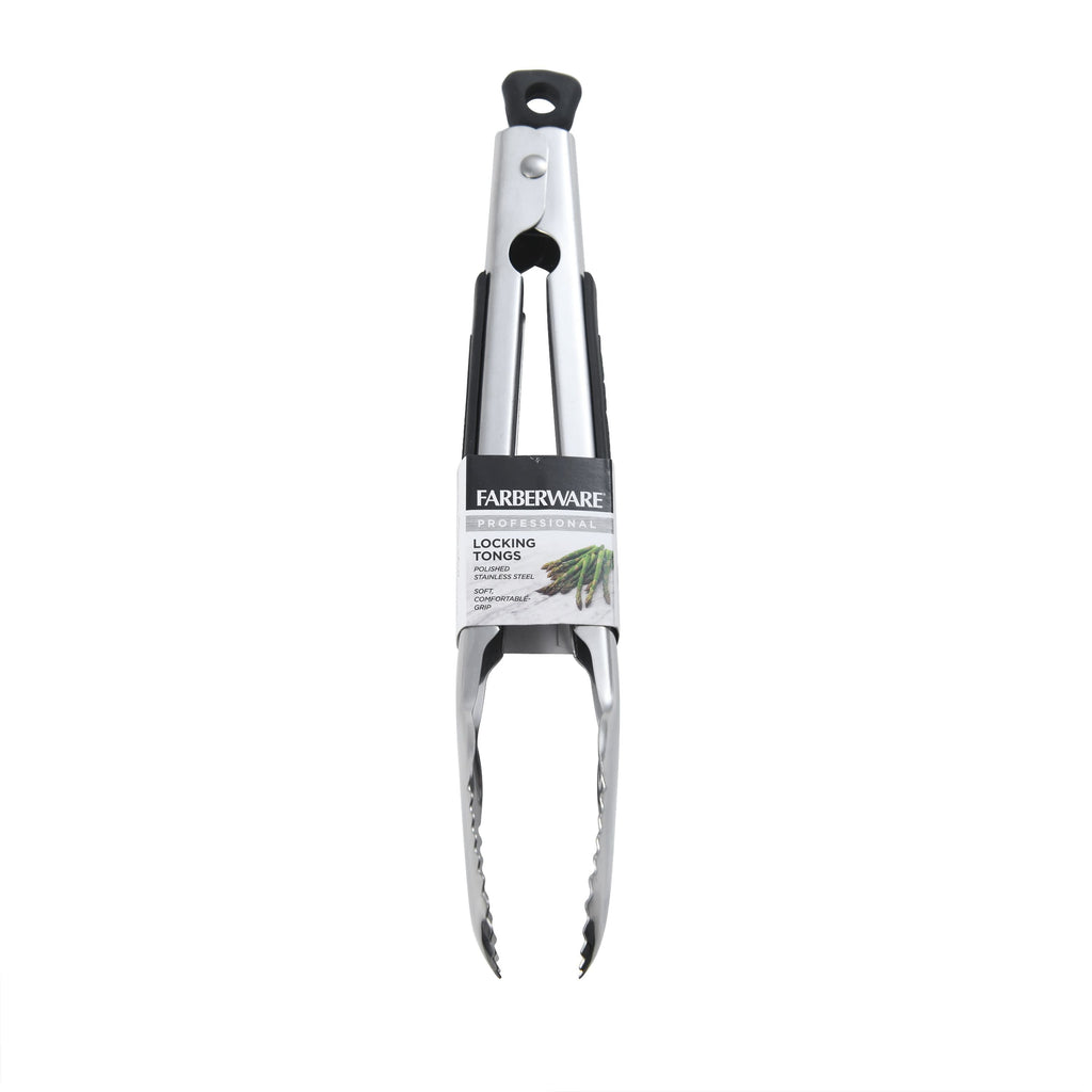 Stainless Steel 9 in Locking Kitchen Food Tongs