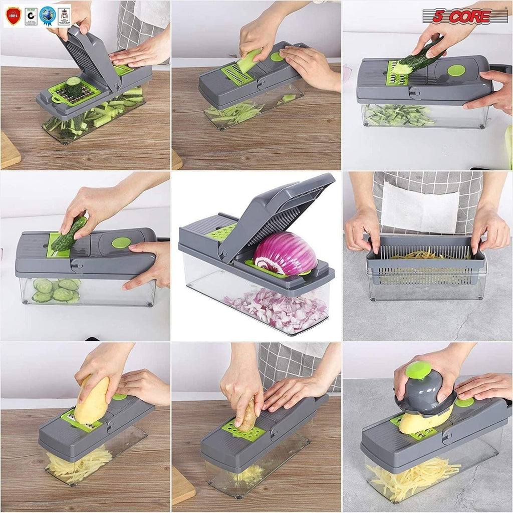 14 in 1 Mandoline Slicer Vegetable Cutter Chopper Multifunctional Veggie Chopper with Container, Onion Chopper, Chopp...