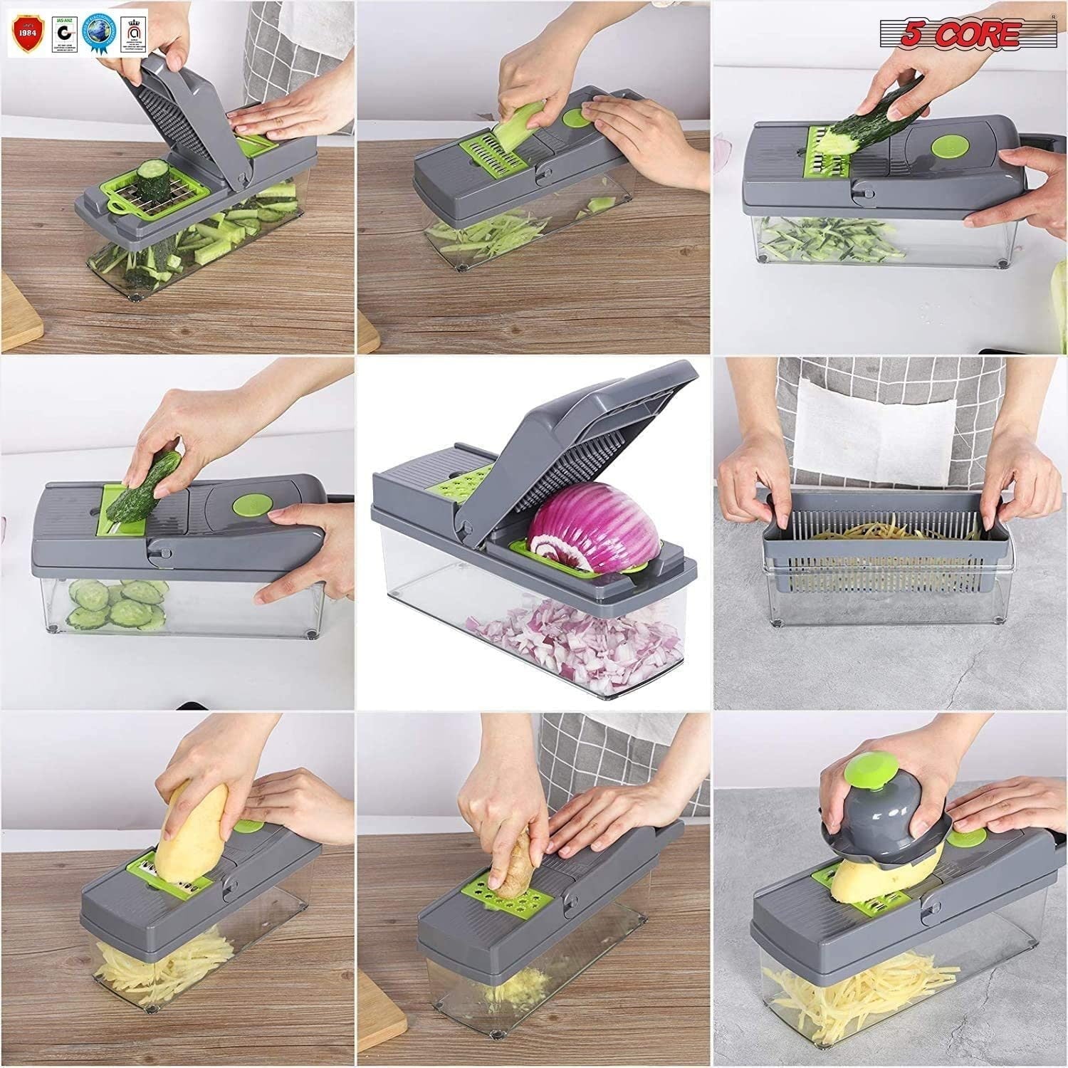 14 in 1 Mandoline Slicer Vegetable Cutter Chopper Multifunctional Veggie Chopper with Container, Onion Chopper, Chopp...