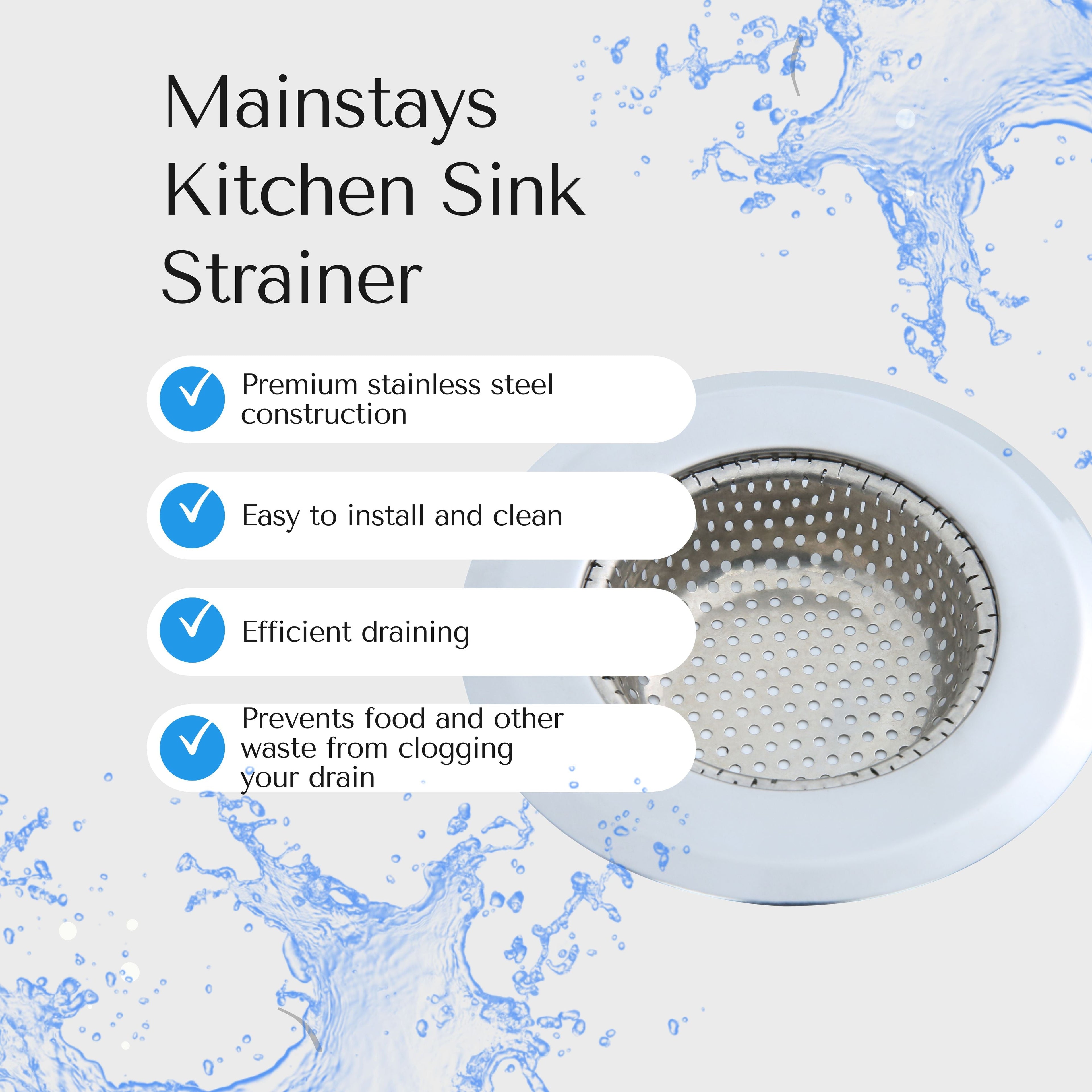 Stainless Steel Kitchen Sink Drain Strainer 4.45" - Durable Food Catcher Chrome