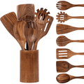 Wooden Spoons for Cooking, 8 Pcs Natural Wooden Utensil for Cooking with Non-Stick, Heat Resistant, Wood...