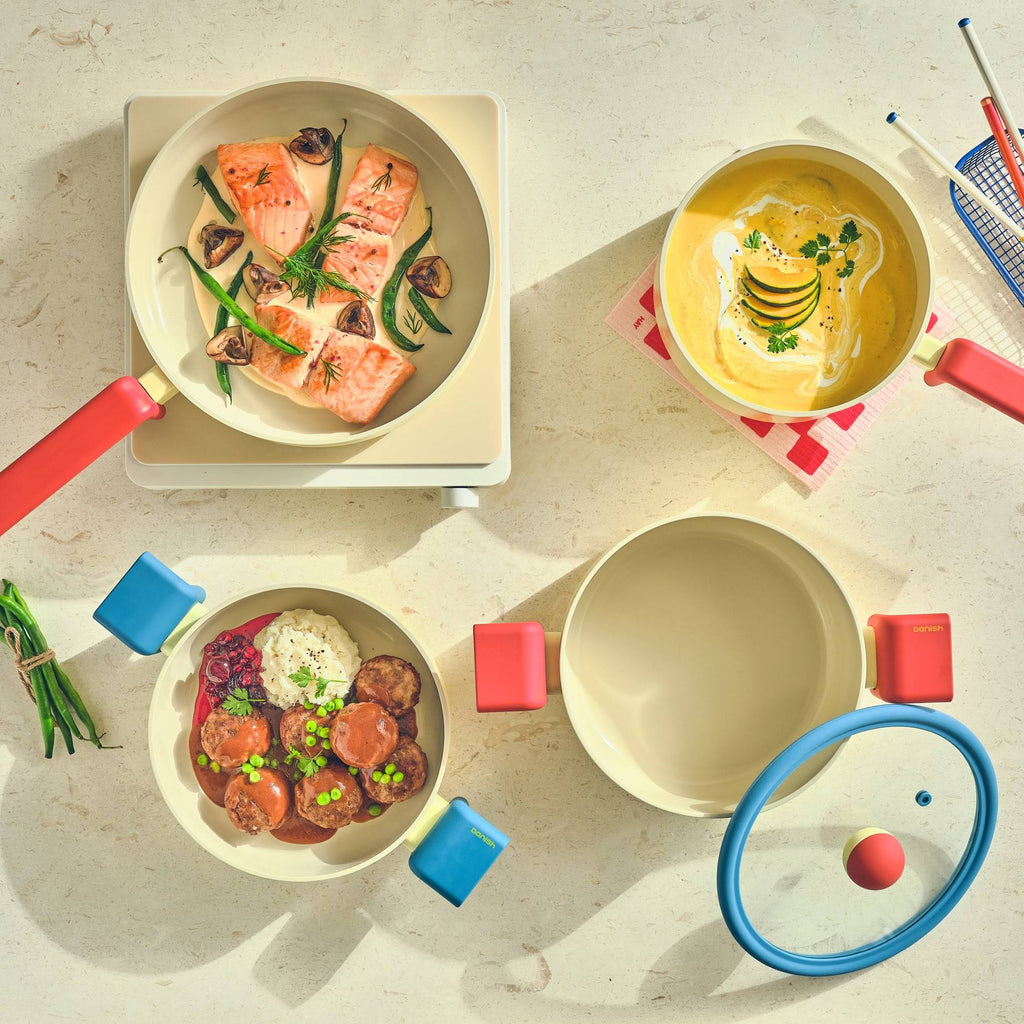 Geometric Non-Stick Cookware with Lid - Tall Pot