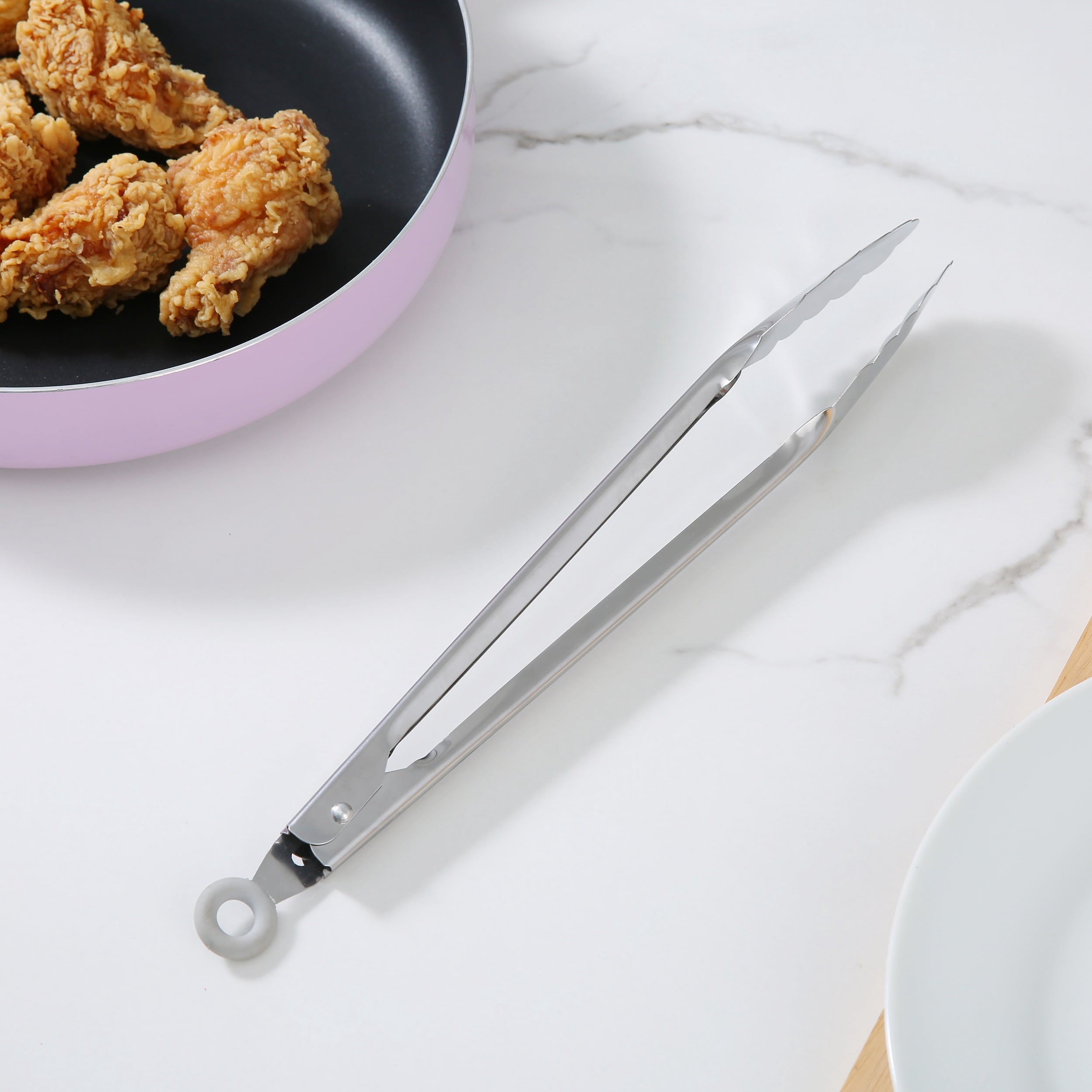 12 Inch Stainless Steel Locking Cooking Tongs with Lock Function - Silver