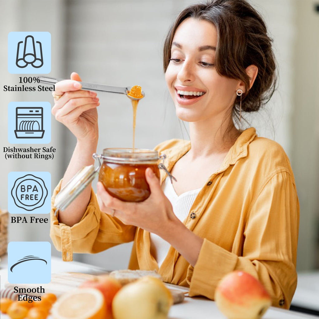 18-Piece Stainless Steel Measuring Cups and Spoons Set,5 Stainless Steel Nesting Measuring Cups & 6 Spoons,1 L...