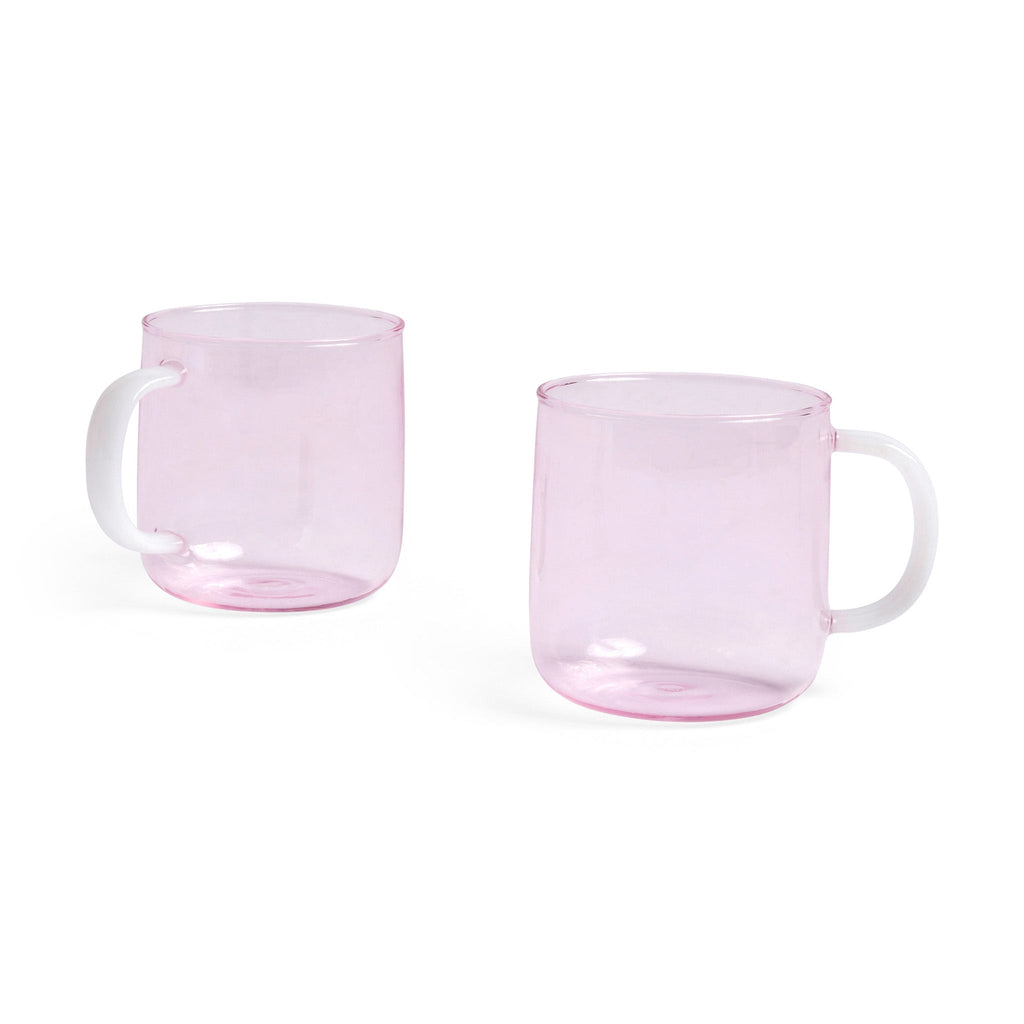 HAY Glass Mugs - Set of 2 - Grey/ Light Pink