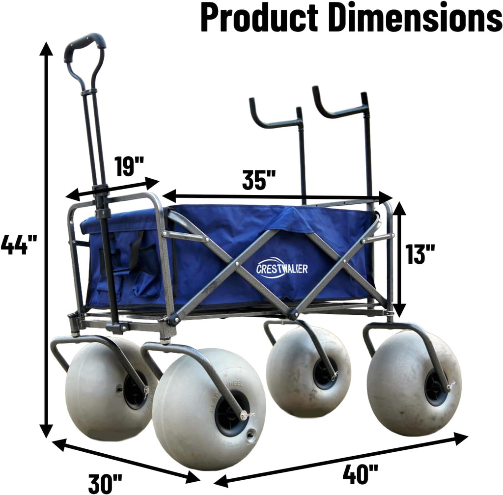 Beach Cart with 13" Balloon Wheels, Chair Racks &amp; Pump Included