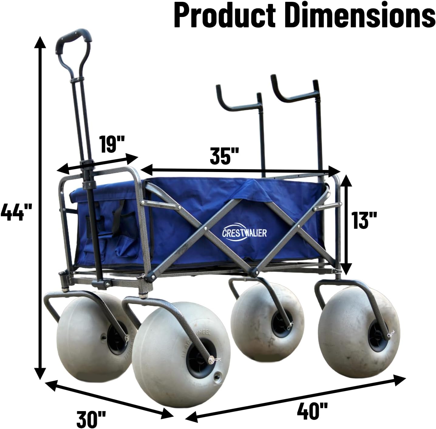 Beach Cart with 13" Balloon Wheels, Chair Racks &amp; Pump Included