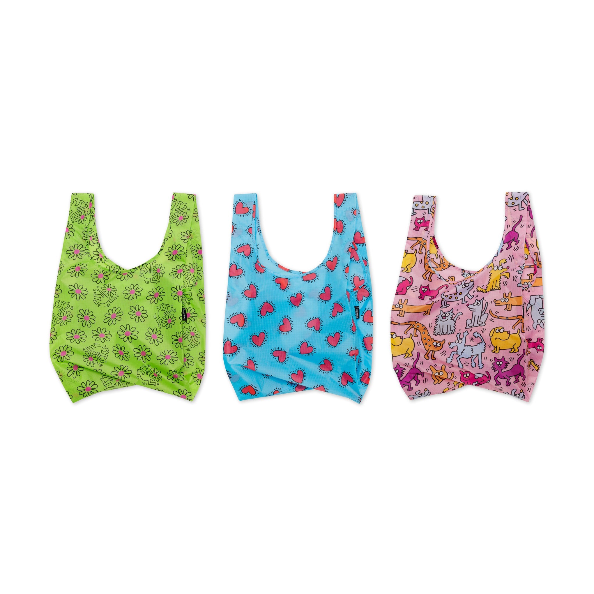 Keith Haring Baggu Recycled Nylon Standard Totes - Set of 3