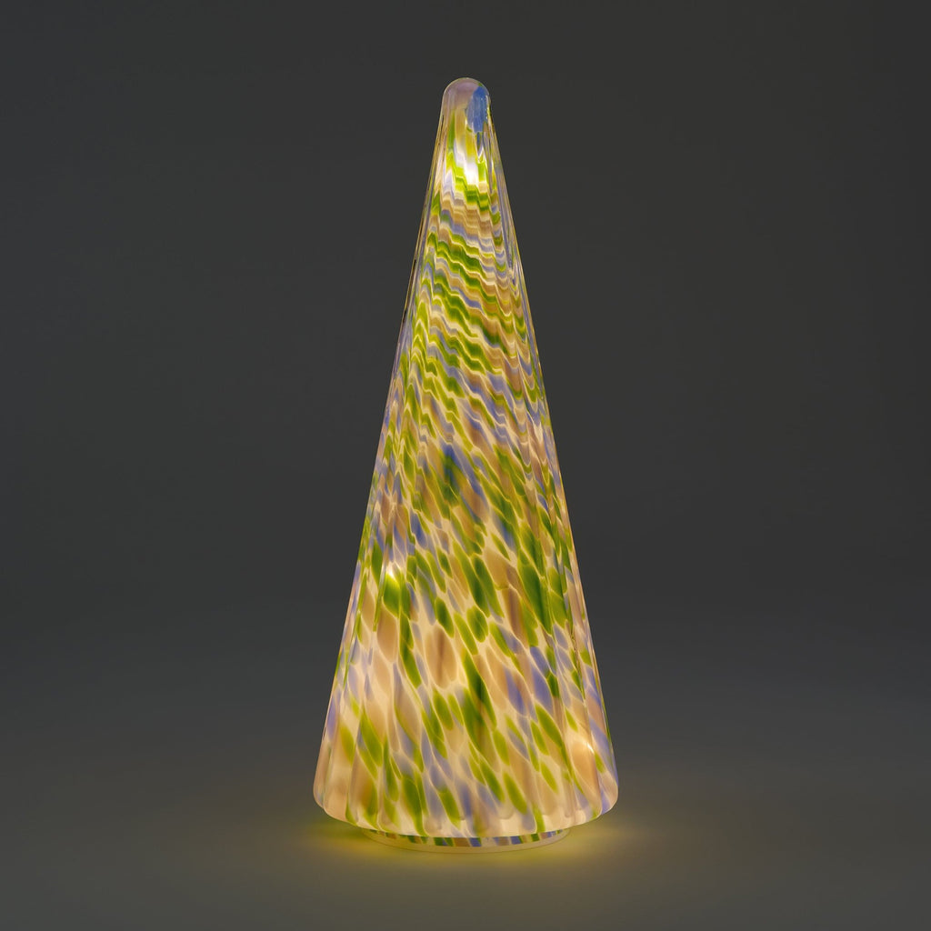 LED Lighted Marbled Glass Holiday Decor - Marbled Tree Flat