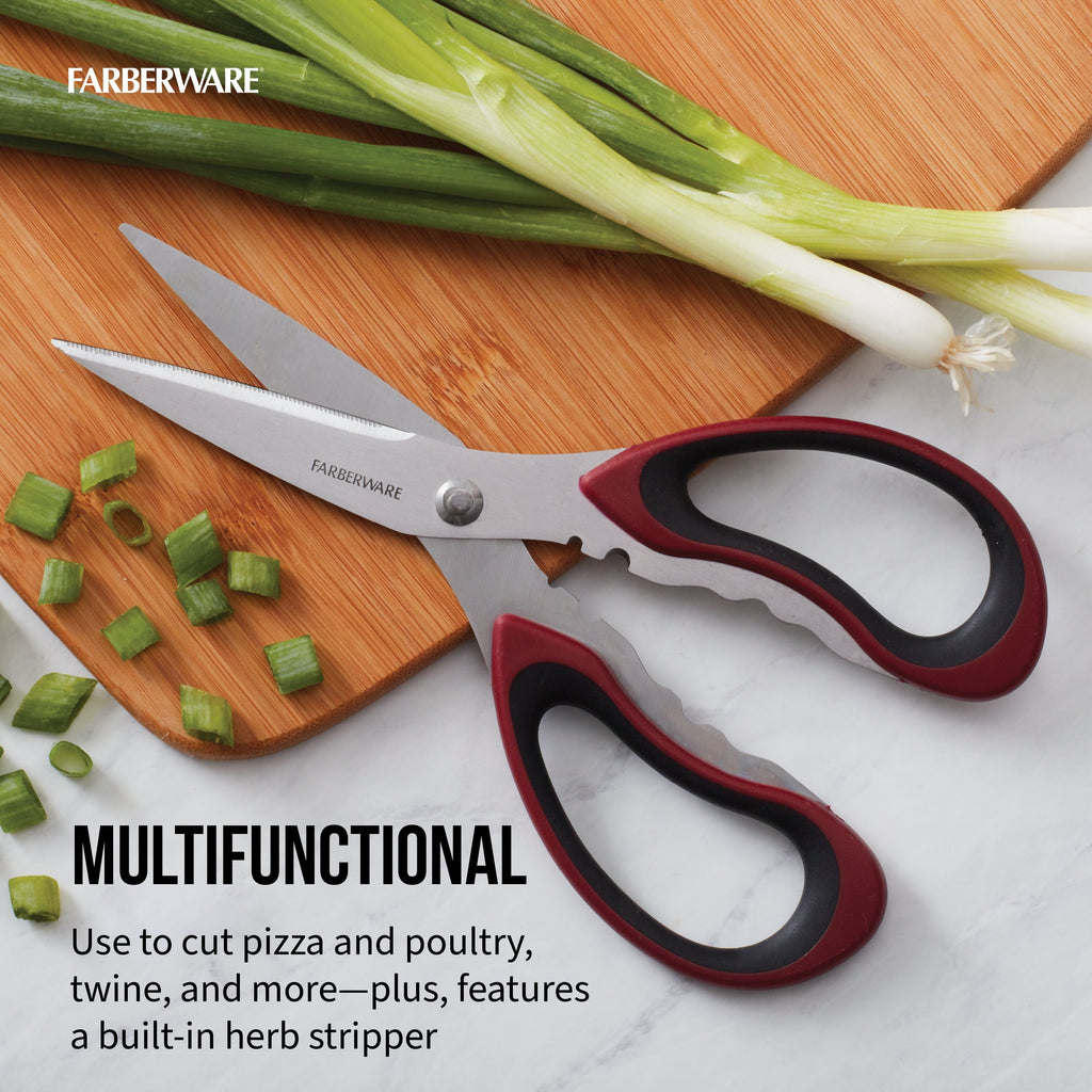 Stainless Steel Kitchen and Herb Shears with Red and Black Handle