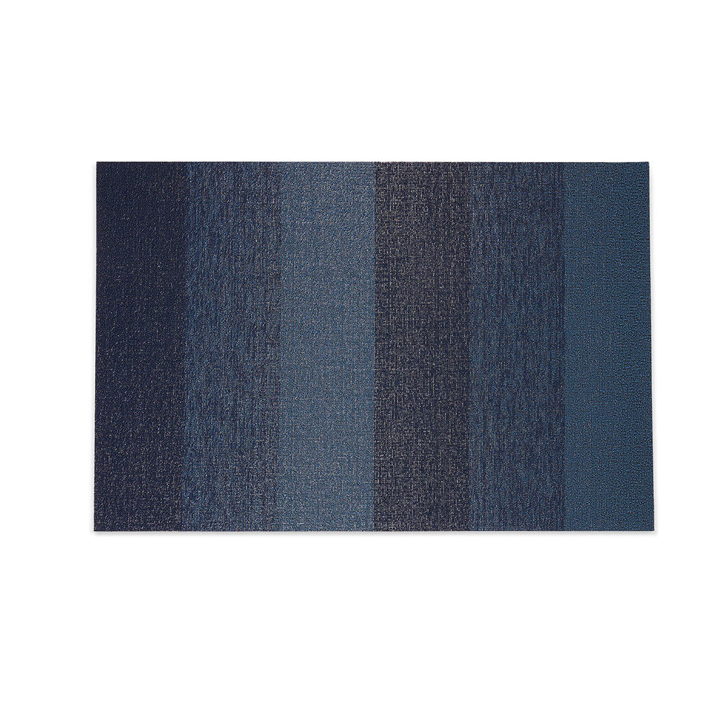 Chilewich Marbled Stripe Shag Floormat - Bay Blue