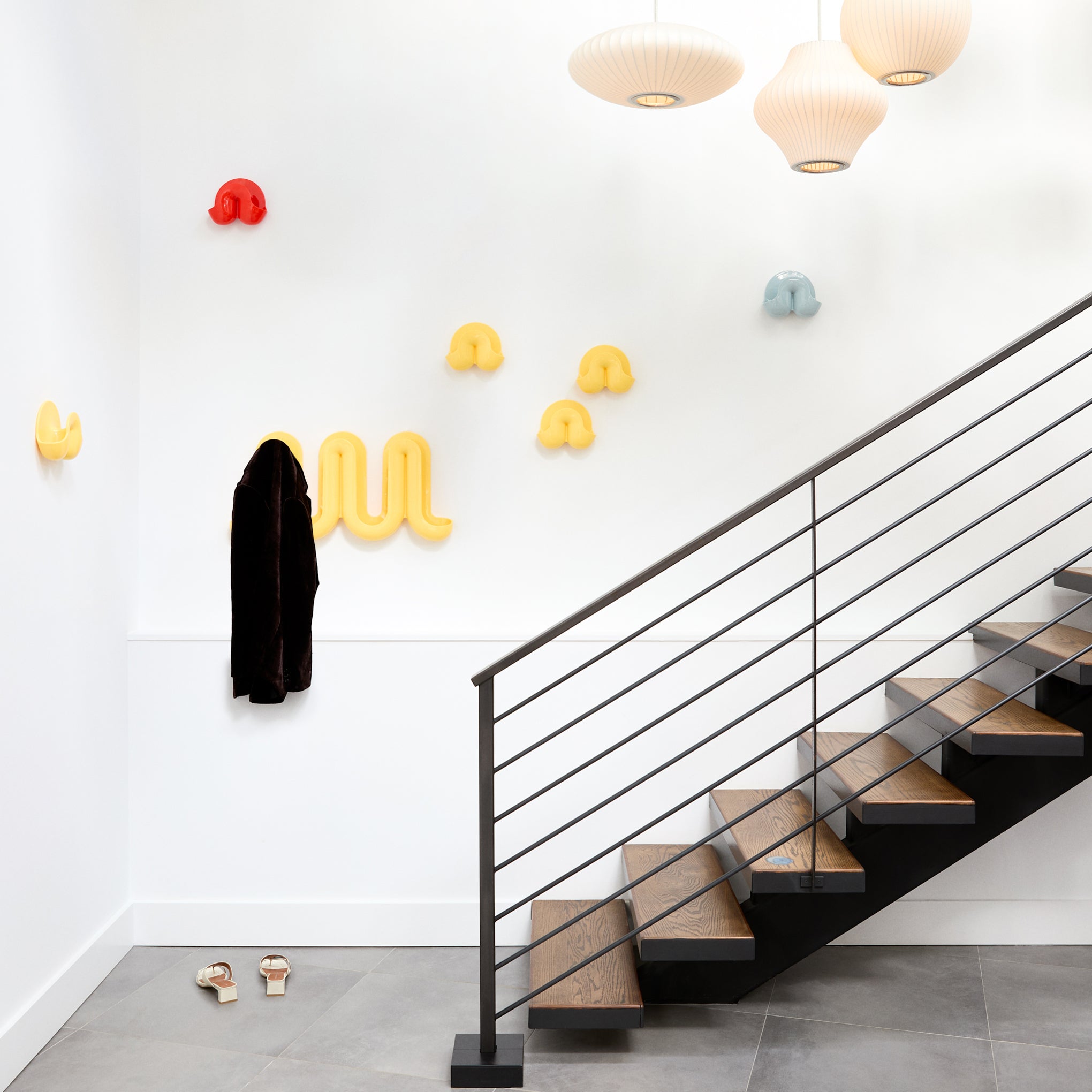 Swell Coat Rack &amp; Wall Organizer - Red/ Orange