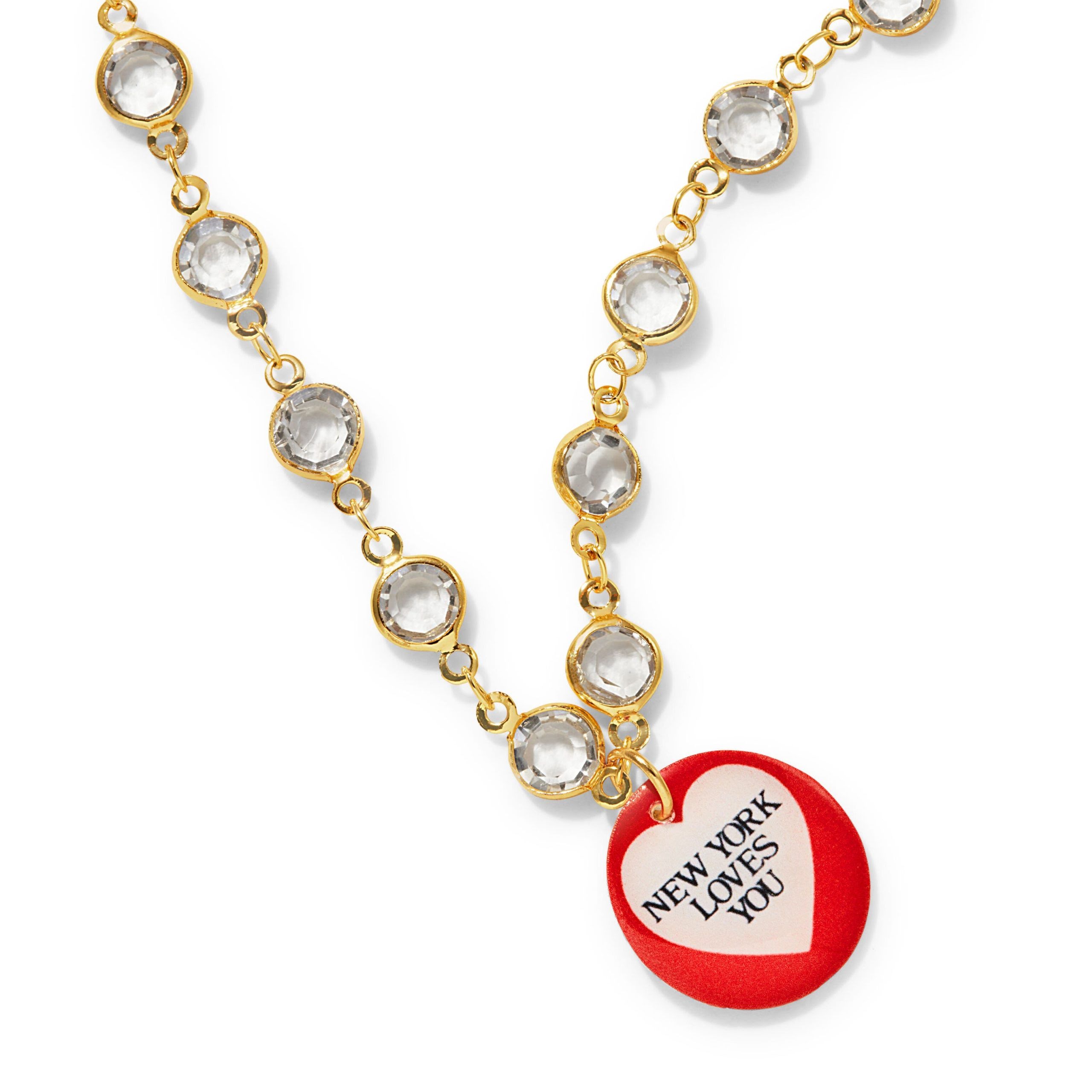 Haricot Vert Crystal Chain NYC Pendant Necklace
