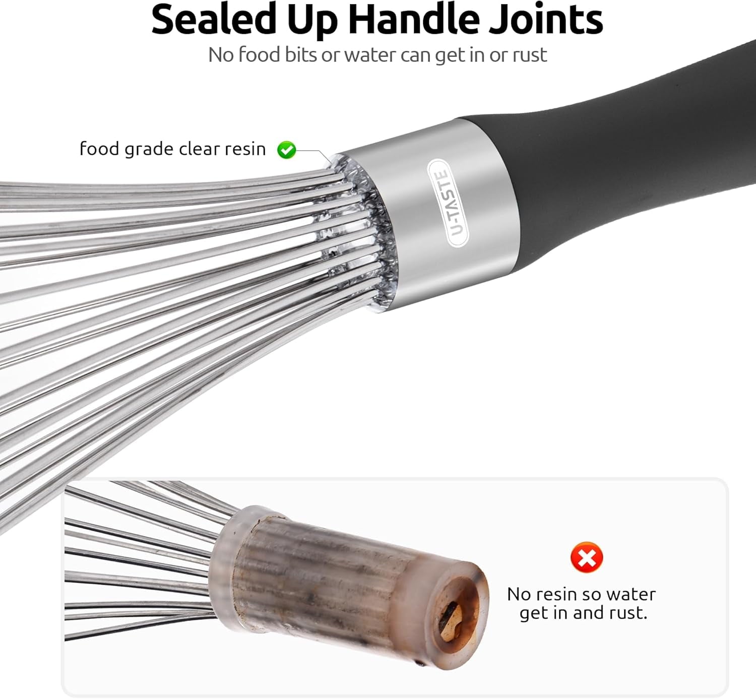 Whisk for Cooking: 18/10 Stainless Steel Kitchen Wire Whisk, Medium Heavy Duty Egg Beater, Manual Bak...