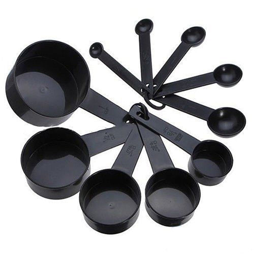 10-Piece Plastic Measuring Cups and Spoons Set - 5 Cups (15ml-250ml) & 5 Spoons (0.6ml-7.5ml) - Baking & Cooking Tool...