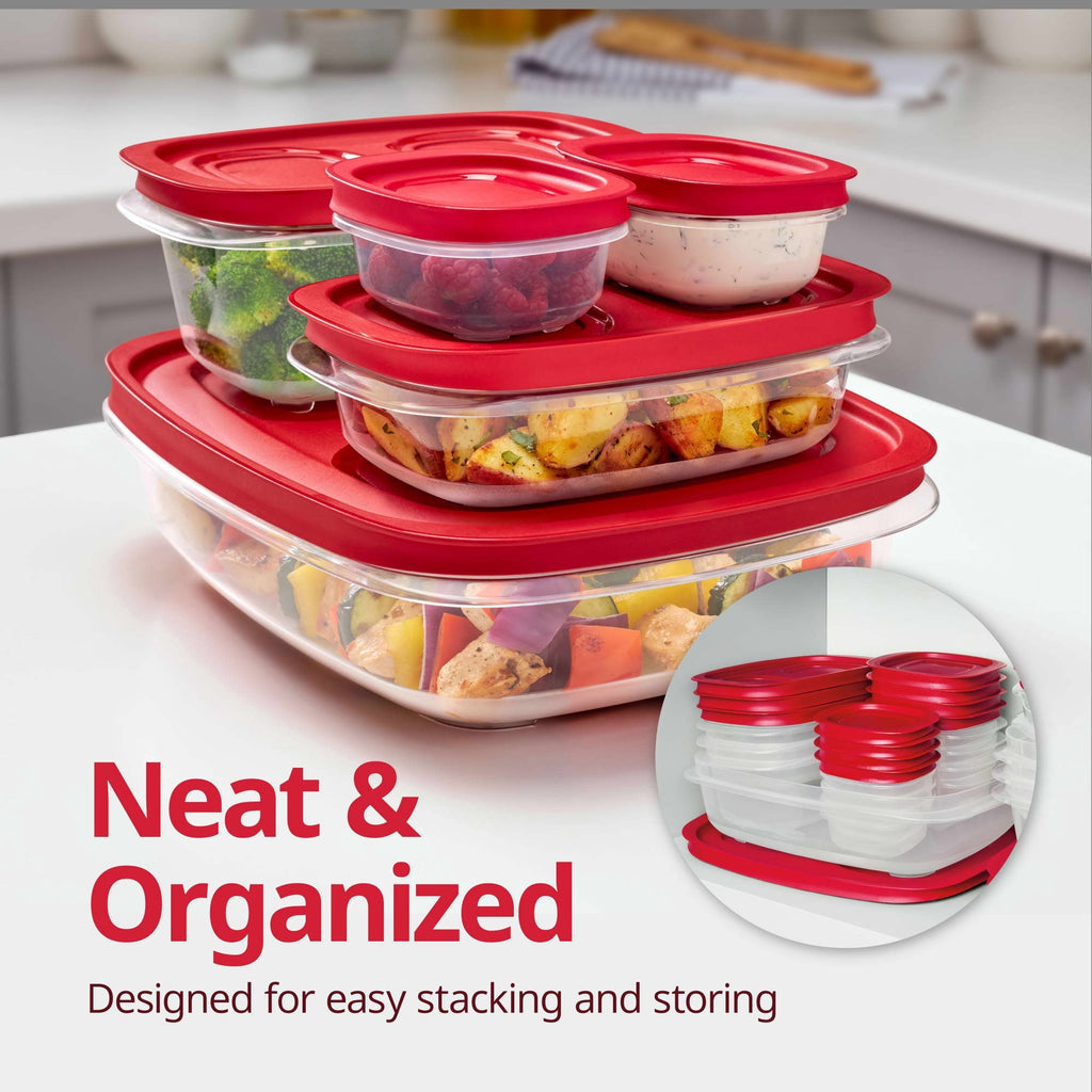 3.57-Cup (2) and 5.26-Cup EasyStore Rectangle Containers, 3 Pack, Food Storage Containers, Food Storage Containers wi...