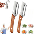 Vegetable Peeler 2-in-1 with Stainless Steel Blade and Non-Slip Wooden Handle for Fruits, Vegetables...