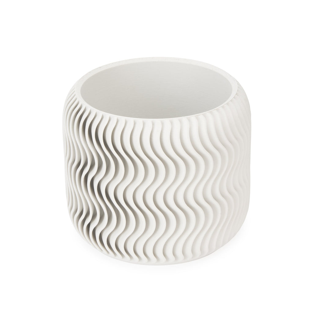 Wavy Pine 3D-Printed Planter - White