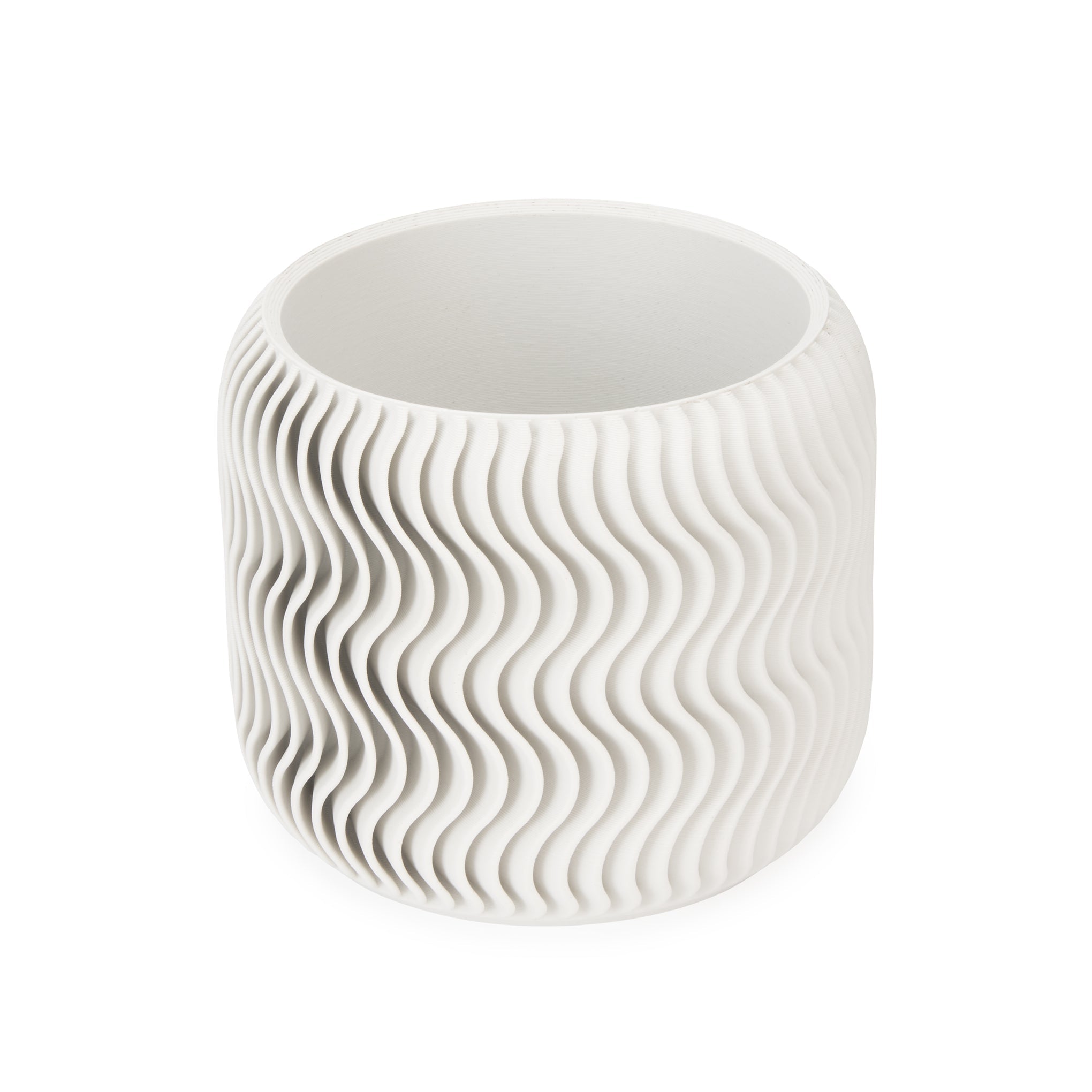 Wavy Pine 3D-Printed Planter - White