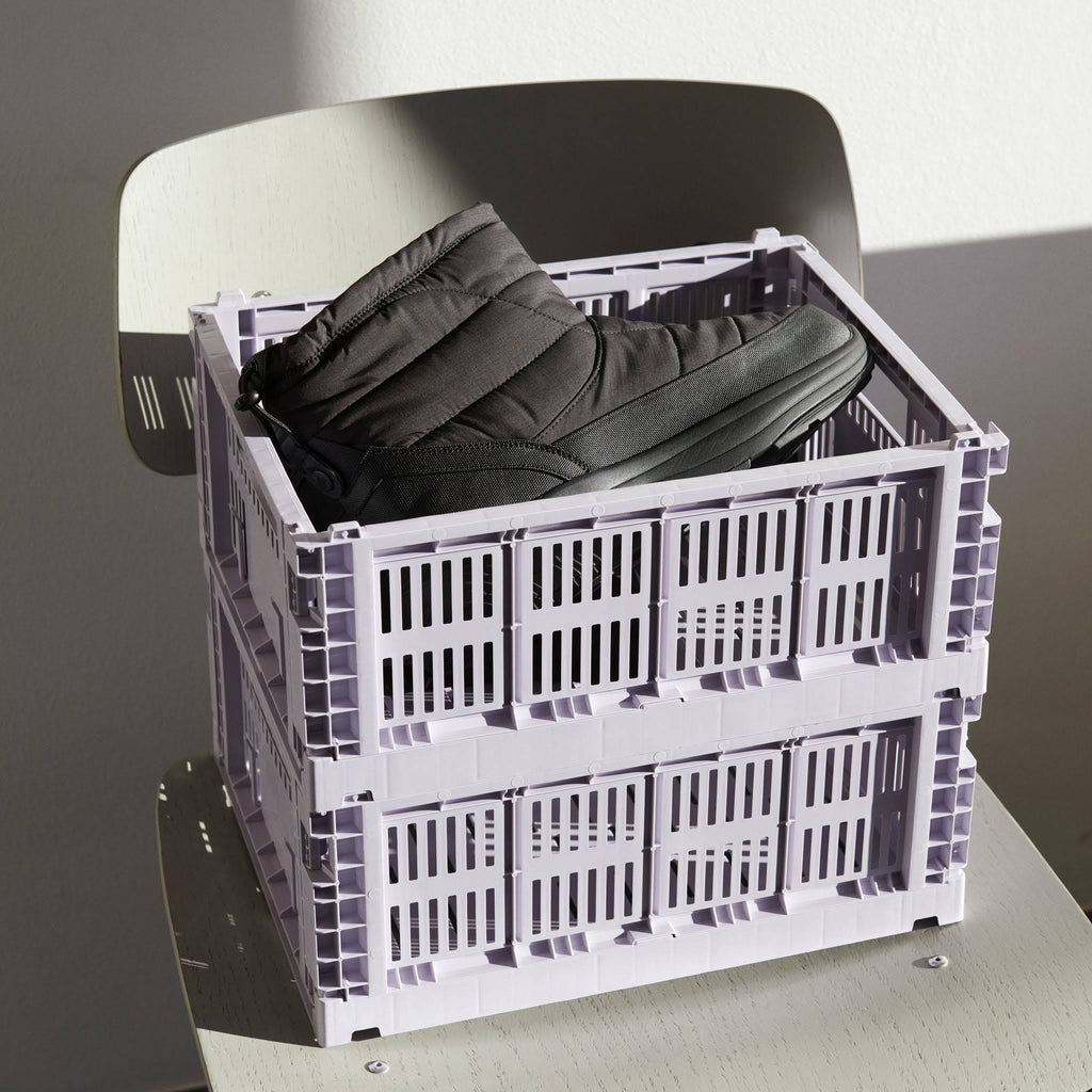 HAY Recycled Plastic Collapsible Color Crate - Lavender