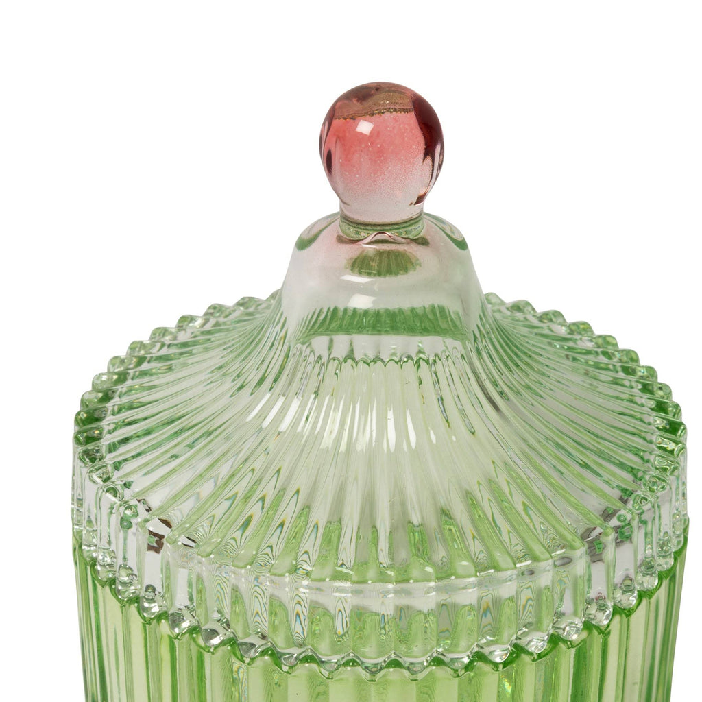 Candy Stripe Glass Storage Jar - Green/ Light Mint