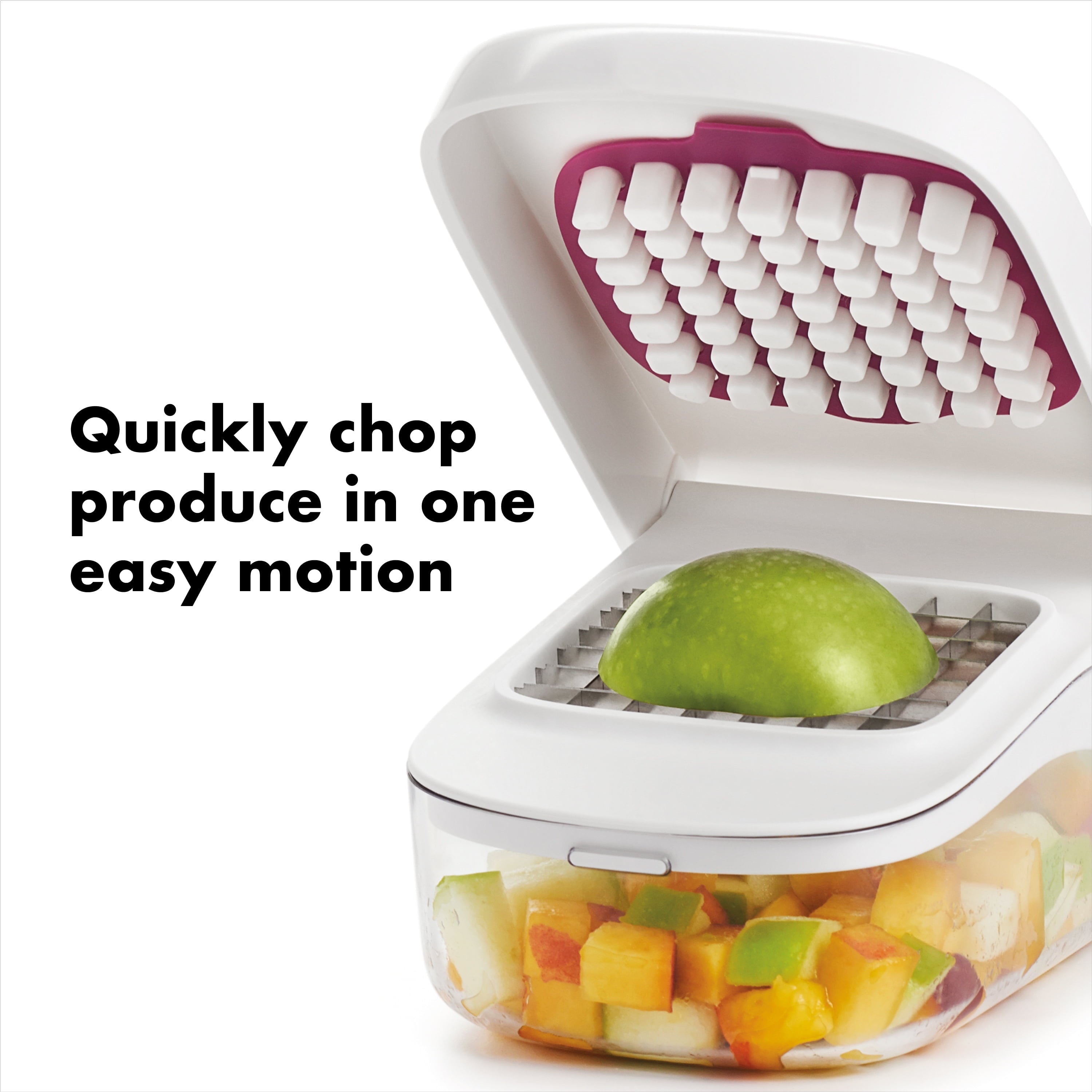 Stainless Steel Blade Vegetable Chopper with Easy Pour Opening