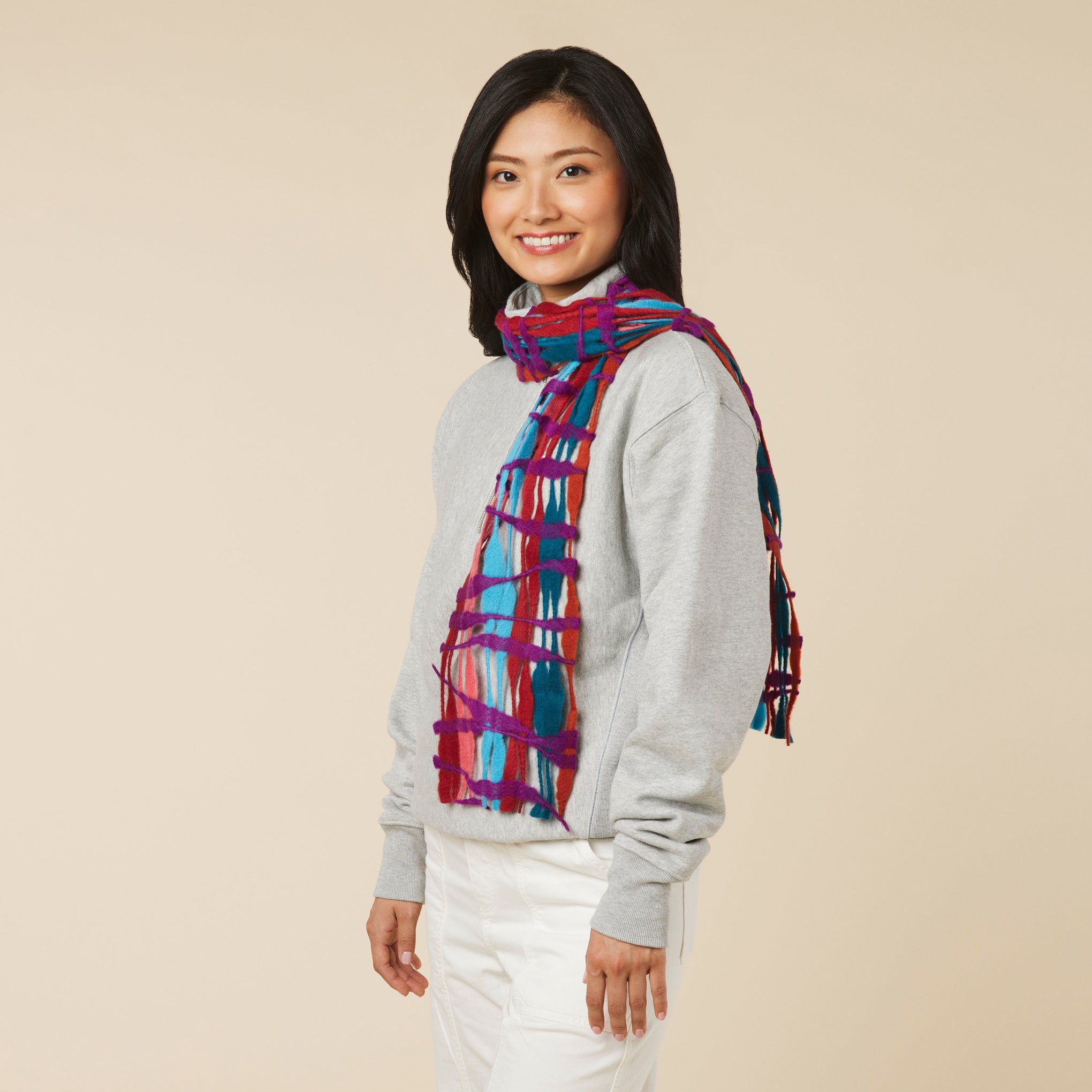 Nuno Threadstray Open-Weave Felted Wool Scarf - Warm Multi