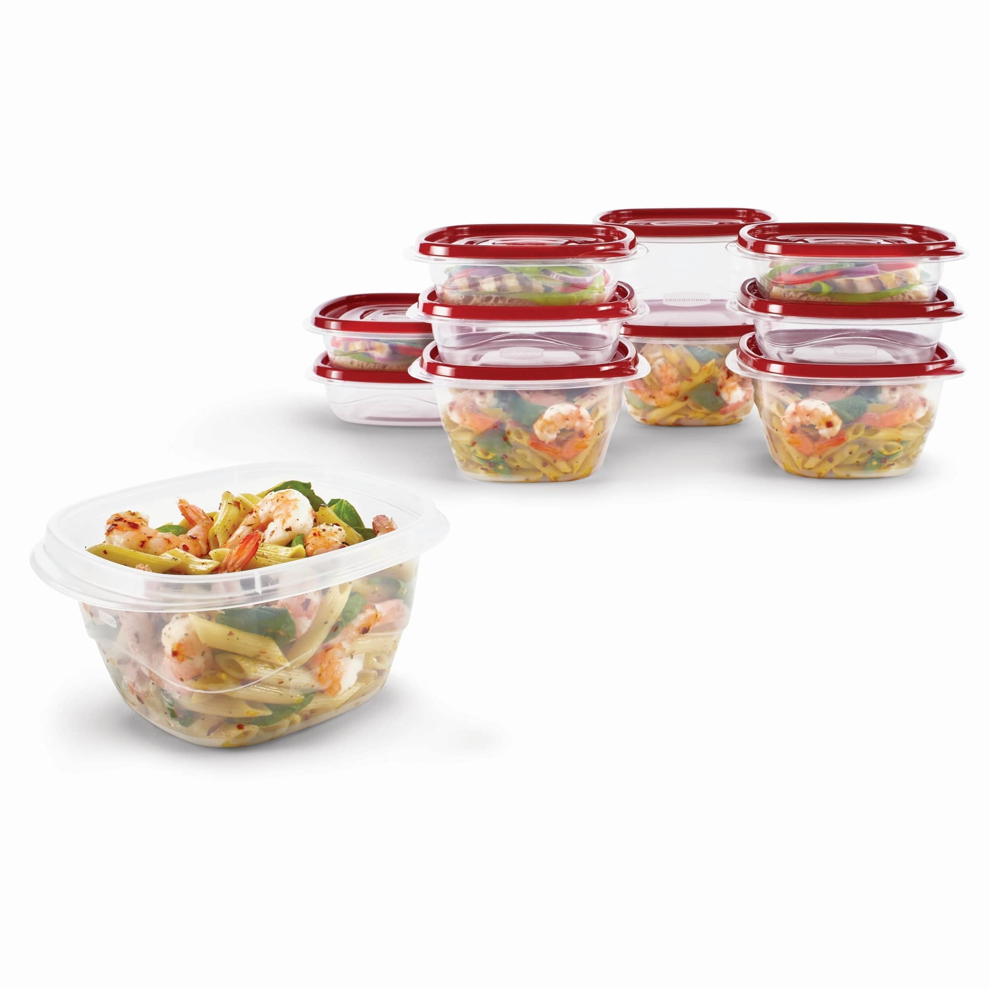 Square Food Storage Containers, Ruby Red, 10 pack