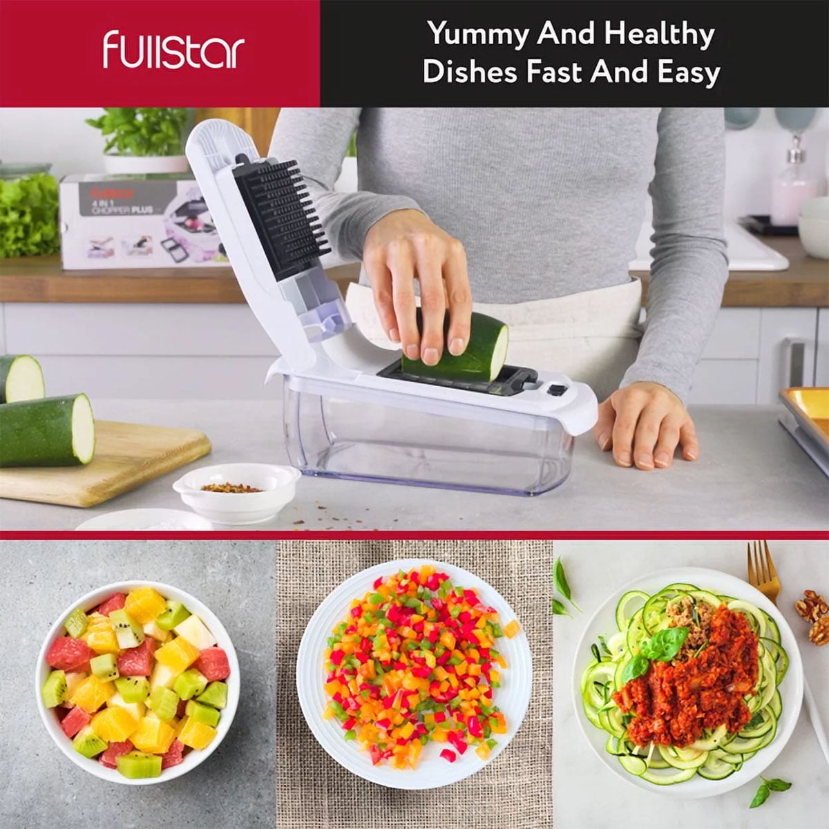 Vegetable Chopper - Vegetable Cutter, Food Chopper, Veggie Chopper, Onion Chopper With Container - 3 in 1 White