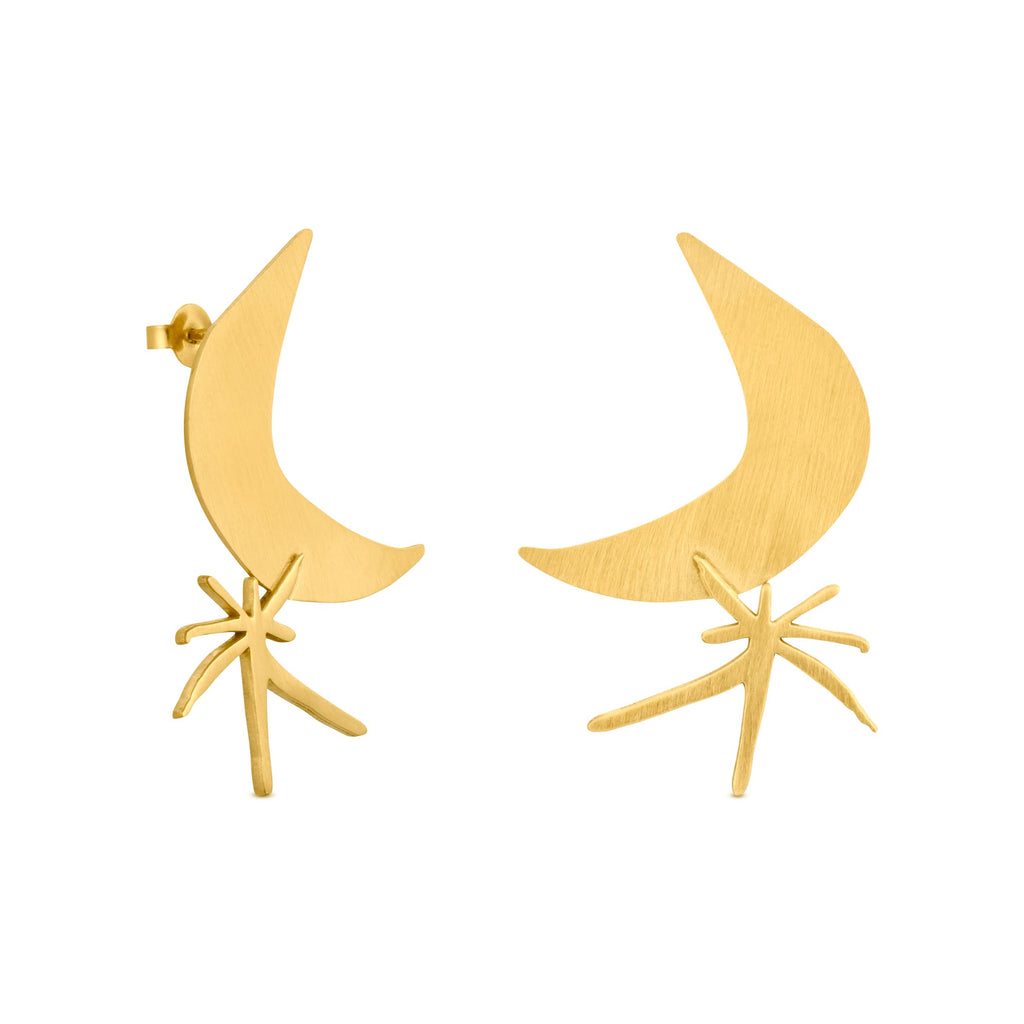 Joan Mir?? Gold-Plated Moon &amp; Star Earrings
