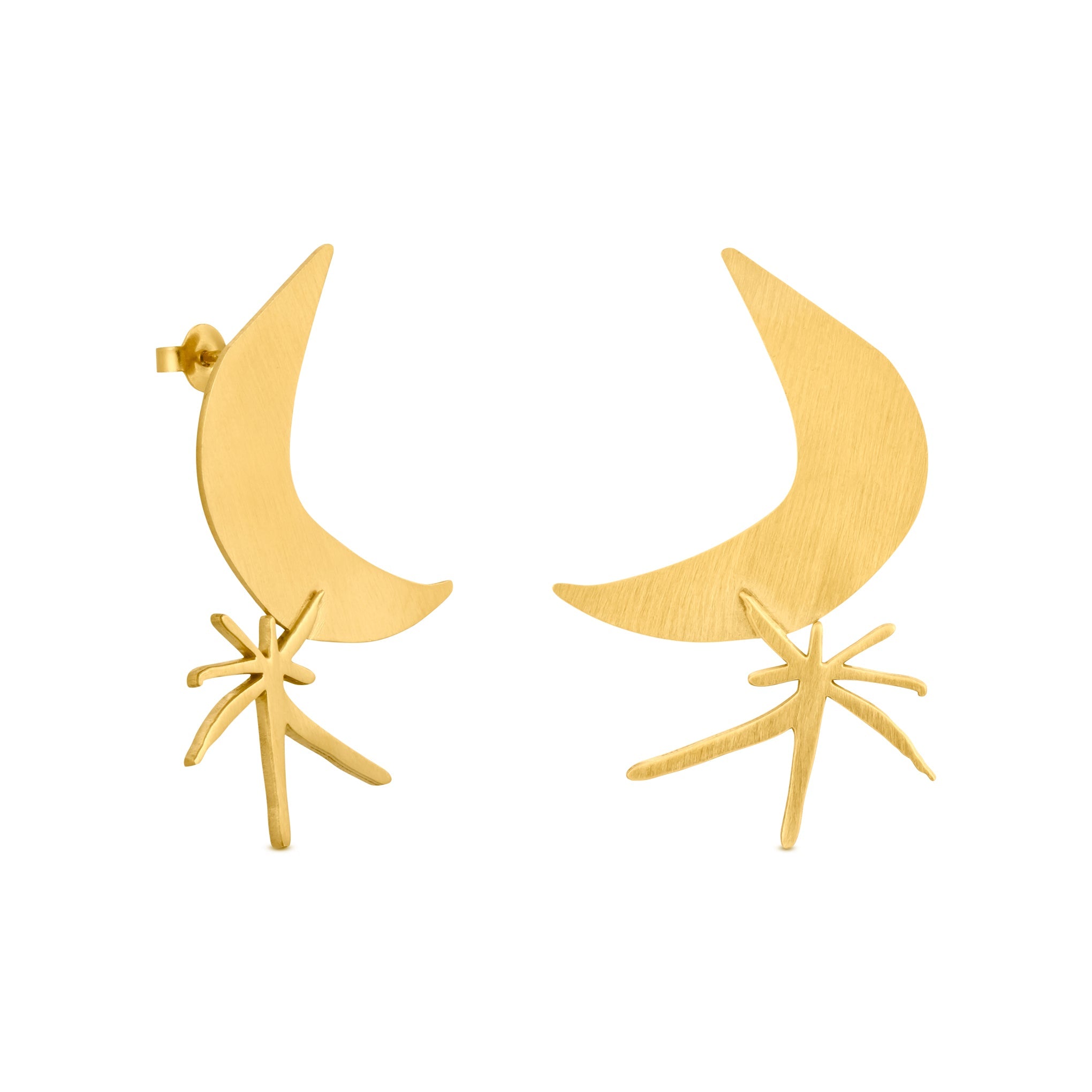 Joan Mir?? Gold-Plated Moon &amp; Star Earrings