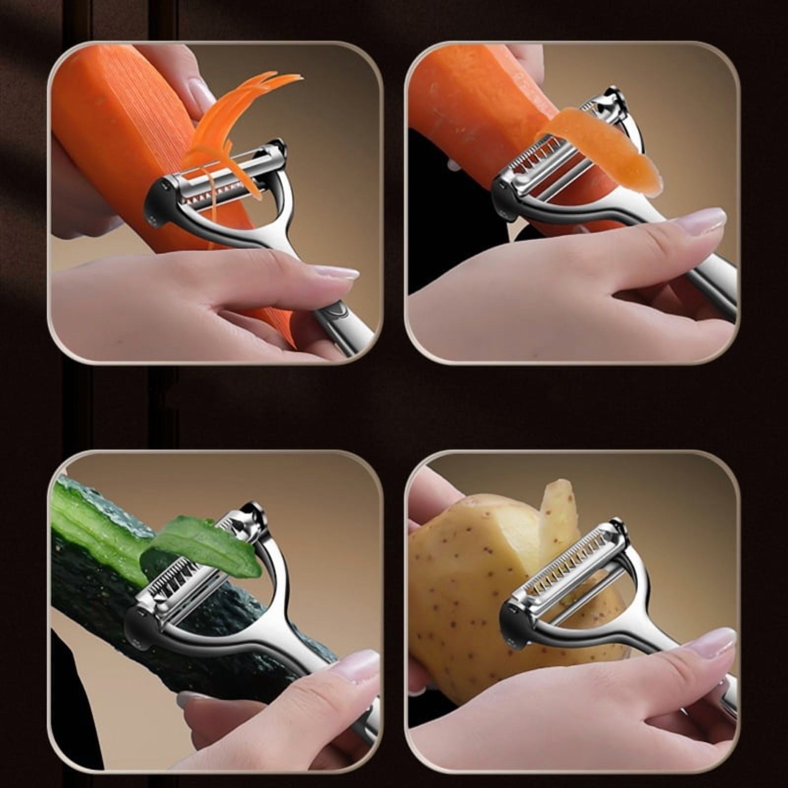 2-in-1 Vegetable Peeler and Julienne Cutter - Stainless Steel Y Peeler for Potatoes, Cucumber, Apple Peeler -...