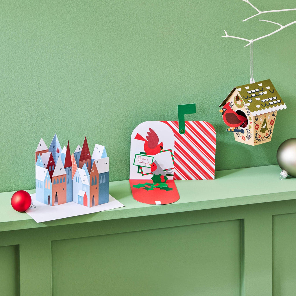 Nordic Birdhouse Holiday Pop-Up Cards - Set of 8