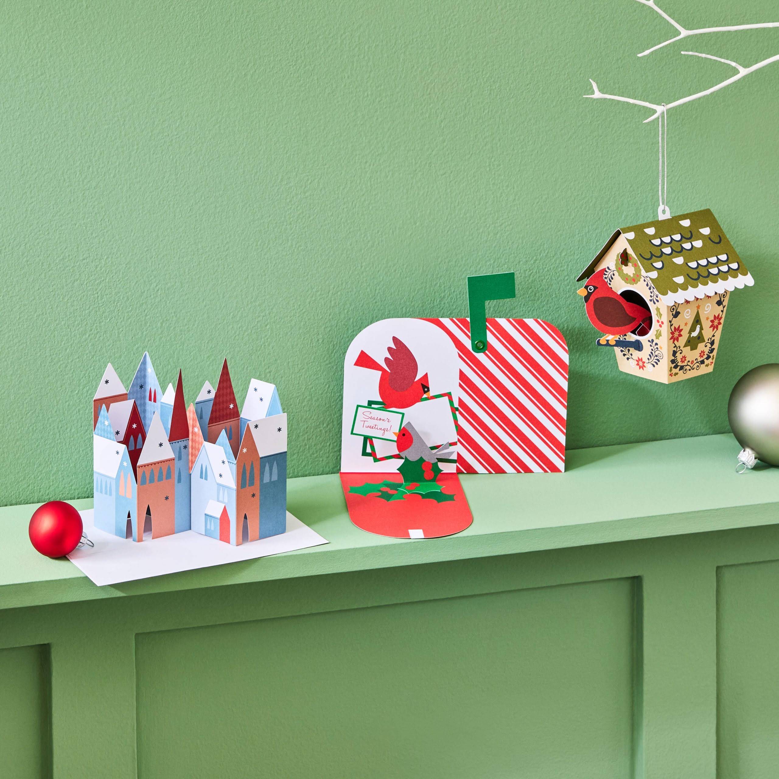 Nordic Birdhouse Holiday Pop-Up Cards - Set of 8