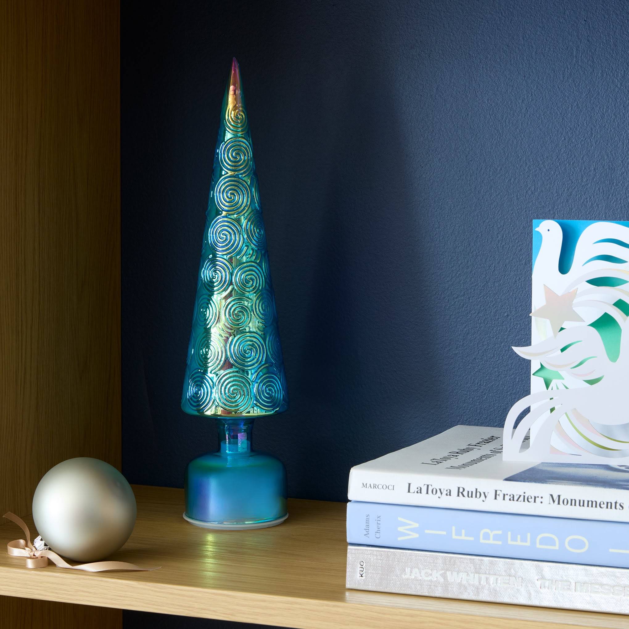 LED Lighted Starry Night Spinning Glass Tree