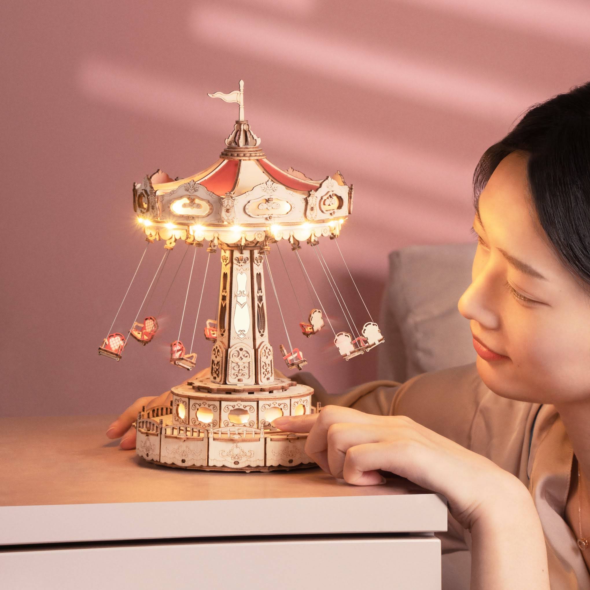 Rolife DIY Swing Ride Music Box 3D Wooden Puzzle