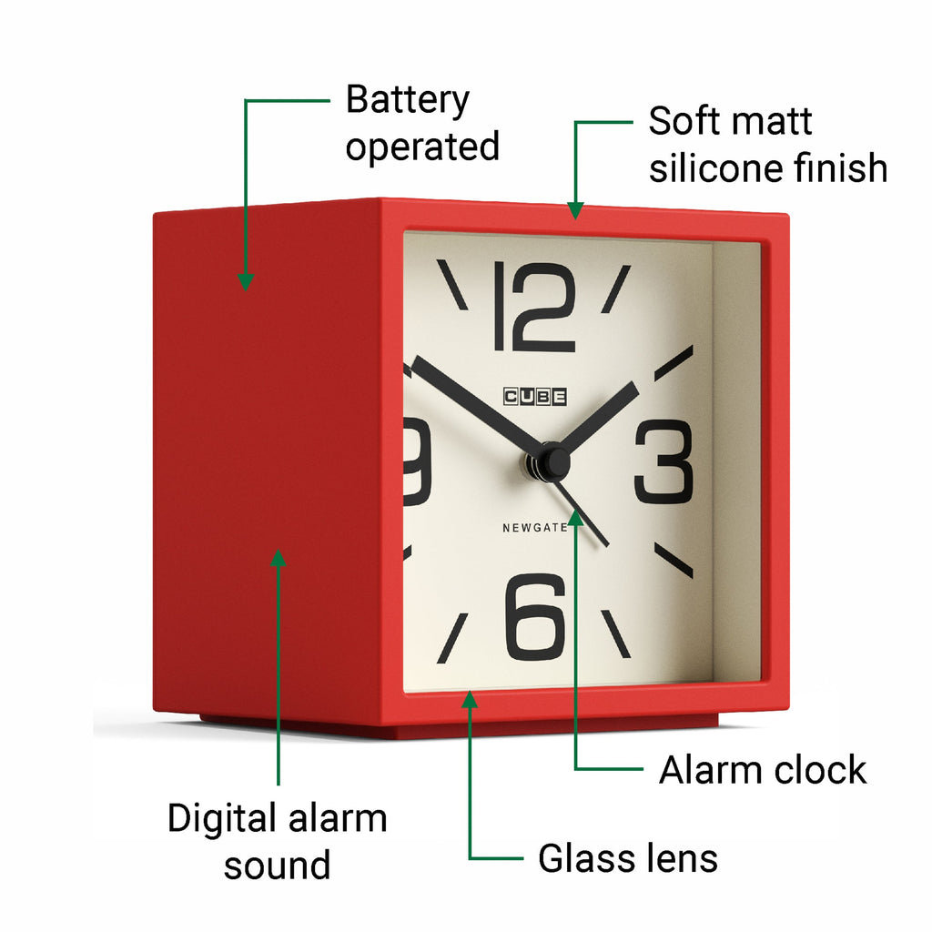 Newgate Cube Alarm Clock - Red