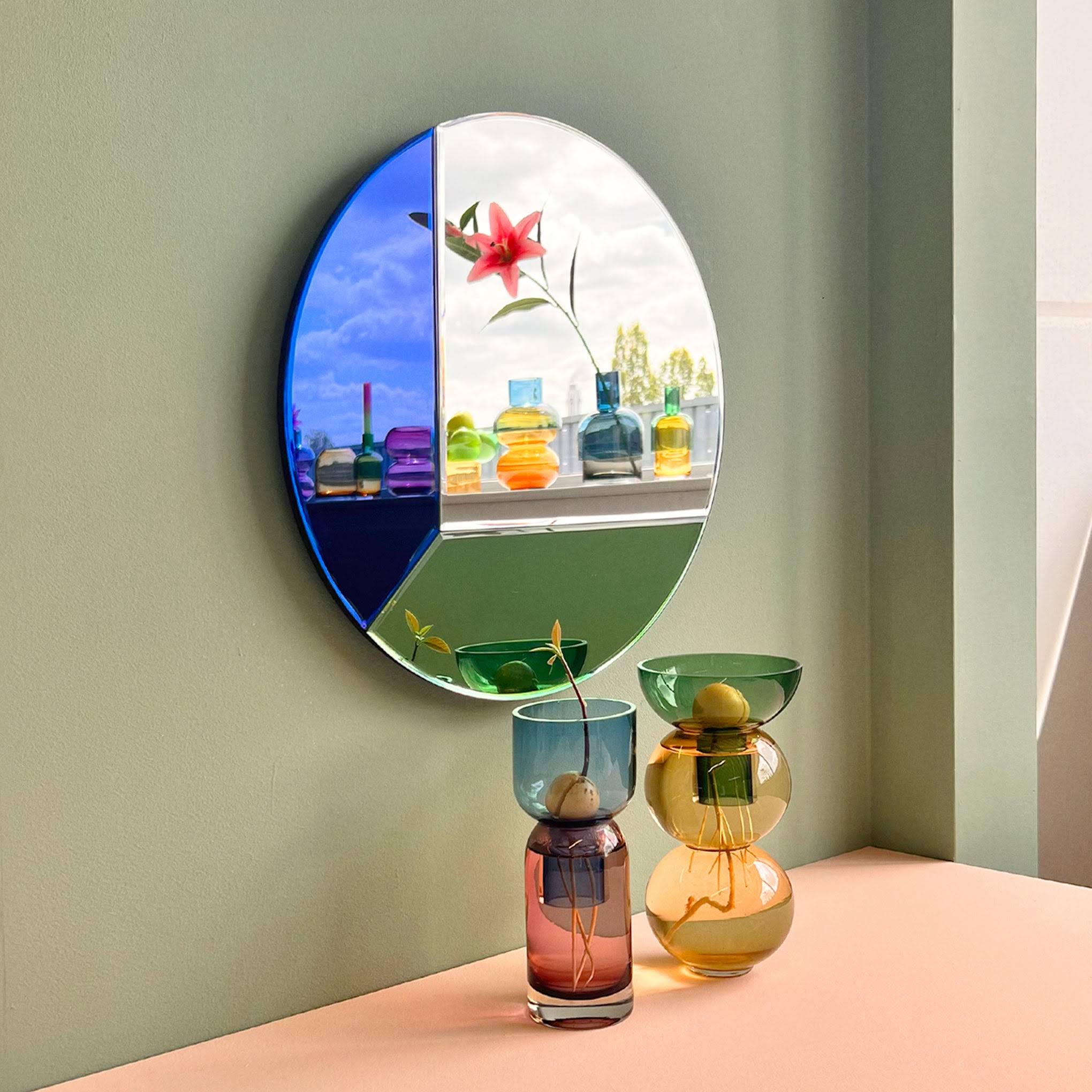 Round Mosaic Mirror - Blue/ Green