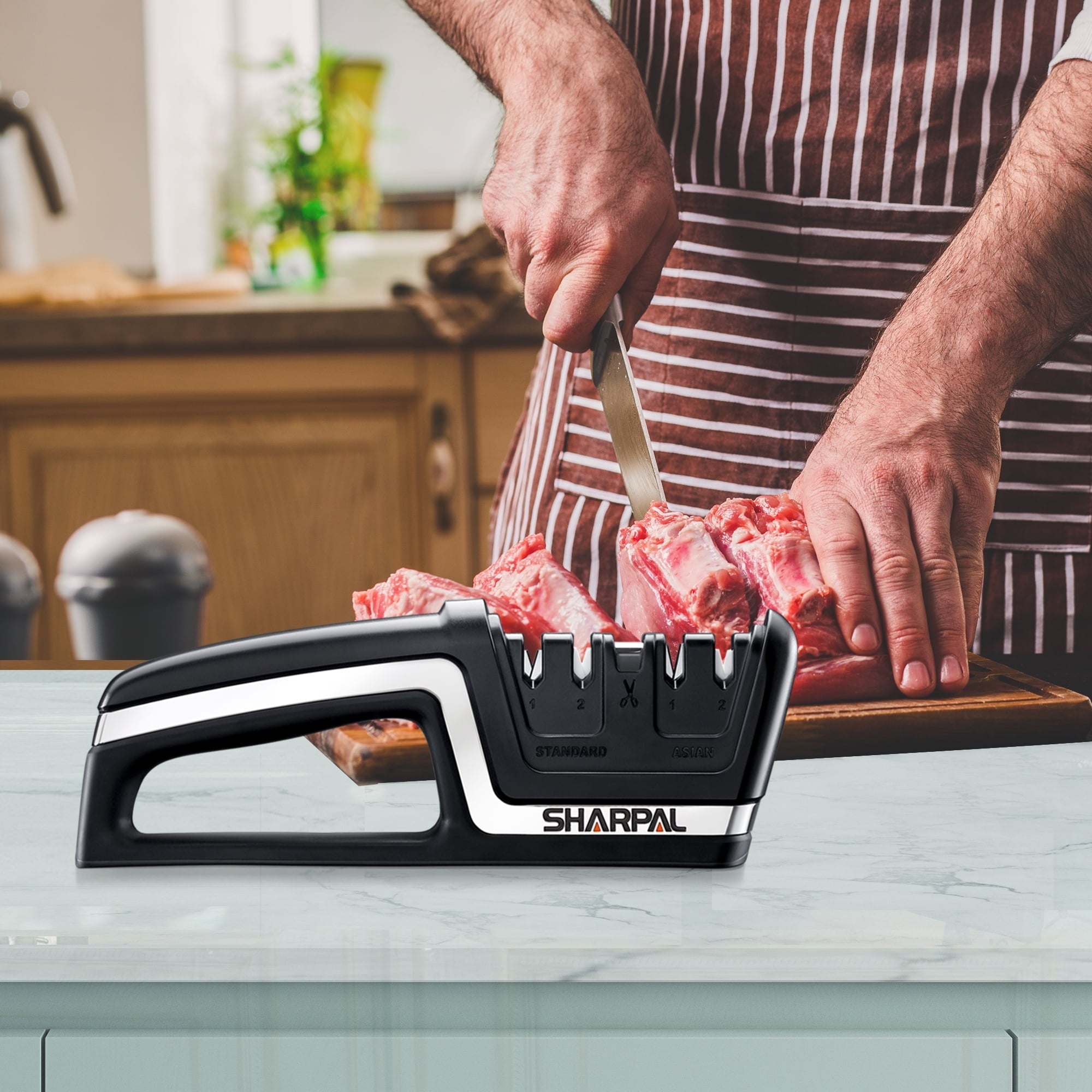 104N 5-in-1 Kitchen Knife and Scissors Sharpener, Tungsten Carbide
